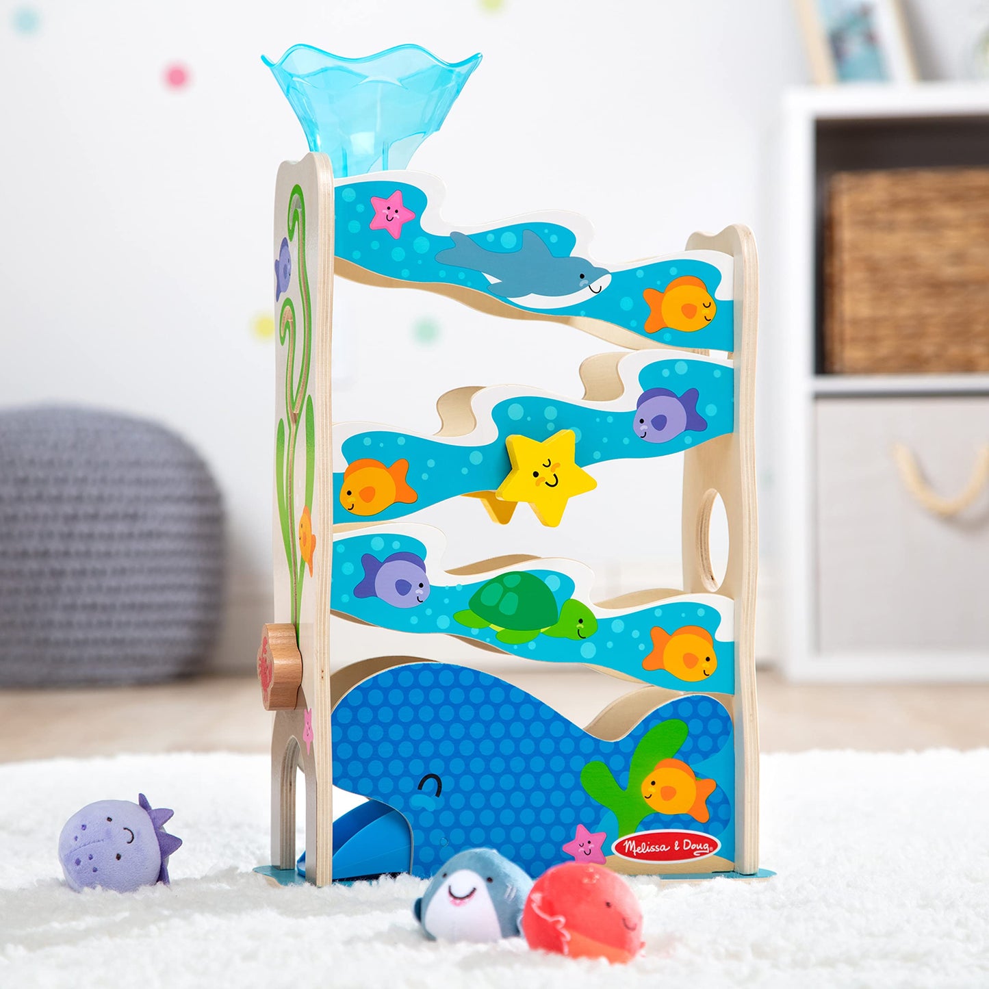 Melissa & Doug Rollables Wooden Ocean Slide Infant and Toddler Toy (5 Pieces) - FSC CertifiedOcean Themed Toys for Toddlers, Early Learning Toys for Infants and Toddlers Ages 1+