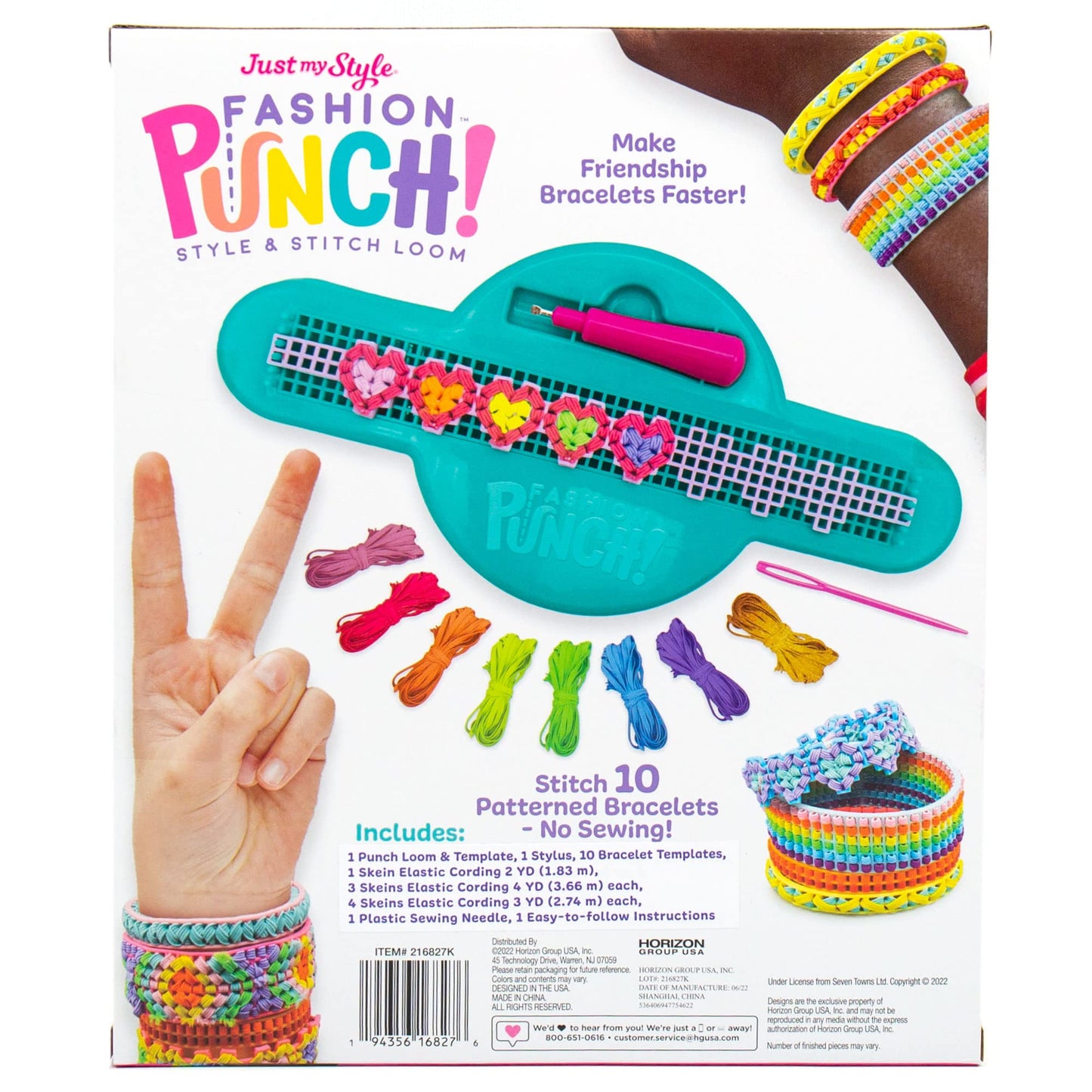 Just My Style Fashion Punch Style & Stitch Loom, Friendship Bracelet Kit, Jewelry Making Activity, Great for Birthday Parties, Sleepovers & Travel, Arts & Crafts for Kids Ages 6, 7, 8, 9