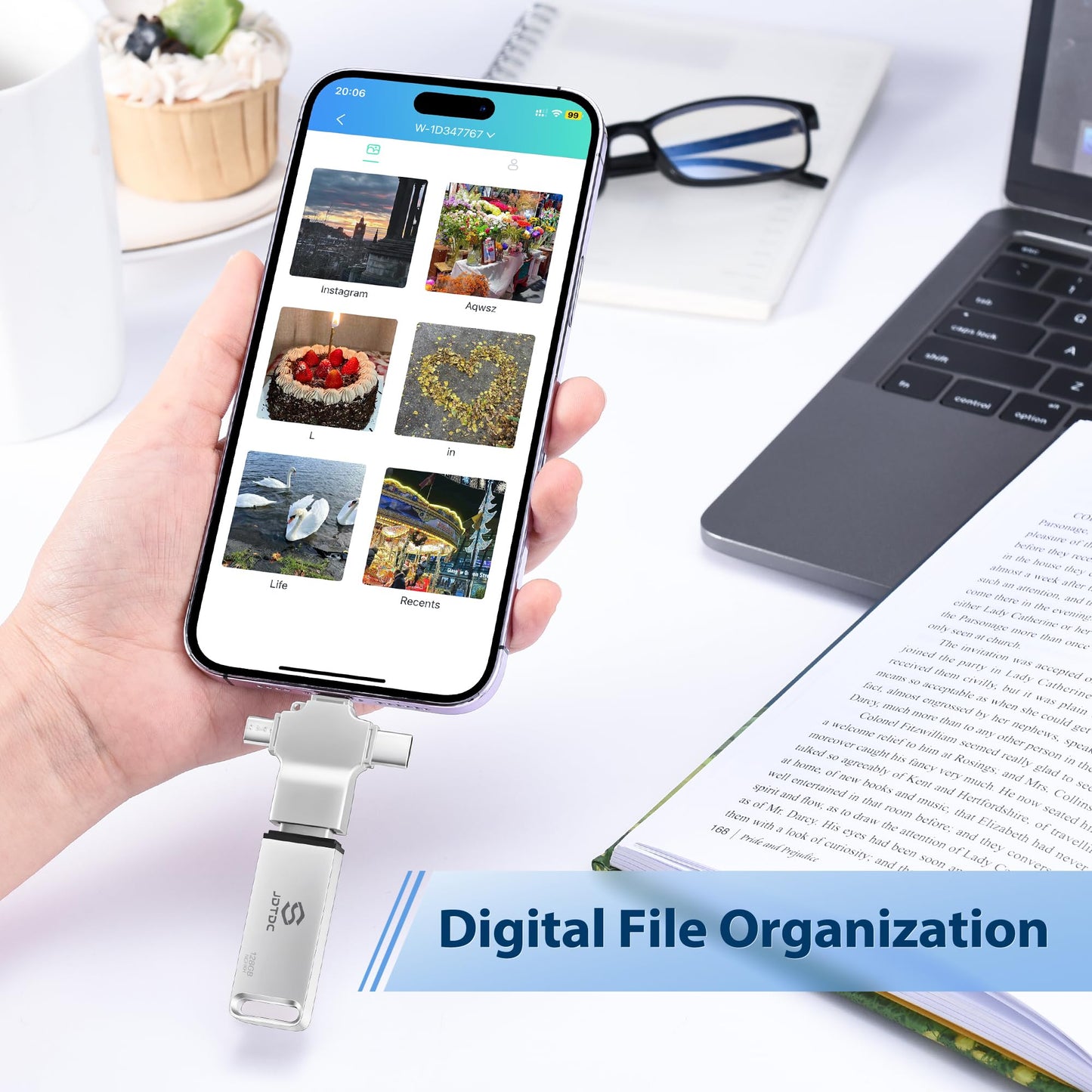 128GB Auto Photo-Backup-Stick for All Device Photo-Stick-USB-Flash-Drive Secure Photo Video Backup Device iPhone-Backup-Flash-Drive 4-IN-1-Photo-Saver-Stick Photo-Backup-Storage Photo-Finder-Stick-PC