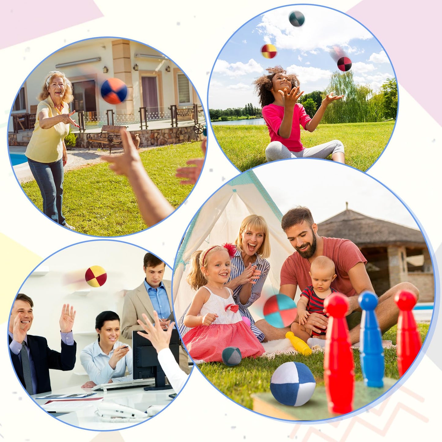 Liliful - 24 Bags 2.56" Bulk Small Multicolor Hack Ball Indoor Outdoor Toy for Kids Adults Teens Beginners Funny Gifts Games