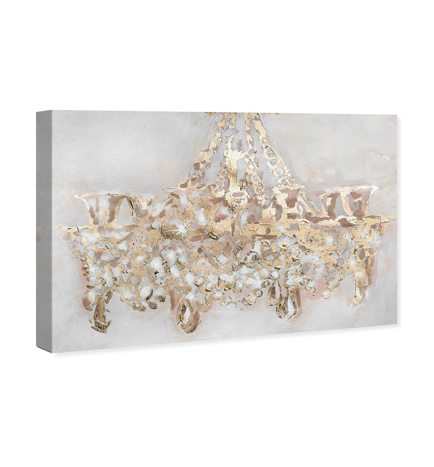 The Oliver Gal Artist Co. Fashion and Glam Wall Art Canvas Prints 'Candelabro' Chandeliers Home Décor, 24 in x 16 in, Gold, White
