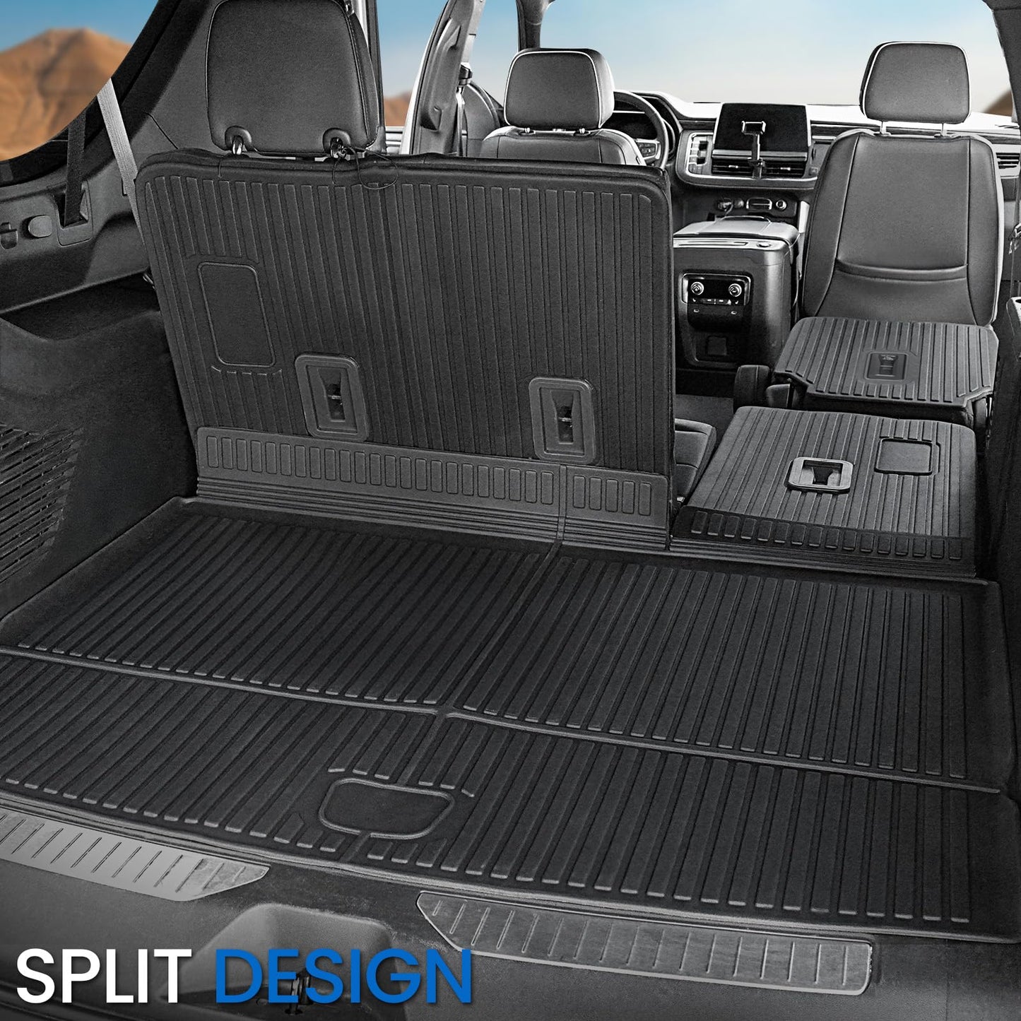JOULARISE Cargo Mat Backrest Mats for 2021-2024 2025 2026 Chevrolet Chevy Suburban/GMC Yukon XL SUV Car Mat Accessories, All Weather TPE Trunk Cargo Liner(Cargo Mat+3rd Row Backrest Mat)