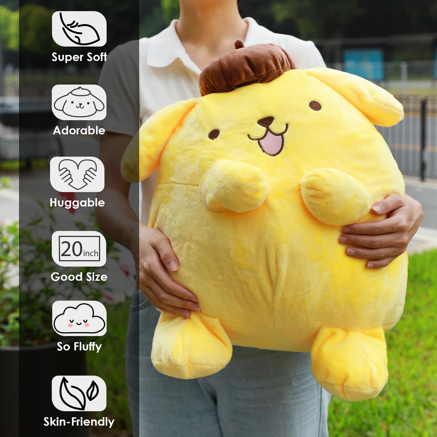 Juju Pompompurin Plush (20 in) - Cute Kawaii Stuff - Kawaii Accessories Pompompurin Stuff - Pompompurin Accessories Cute Accessories - Kawaii Plush Pom Pom Purin Plush - Kawaii Plushies (Fun)