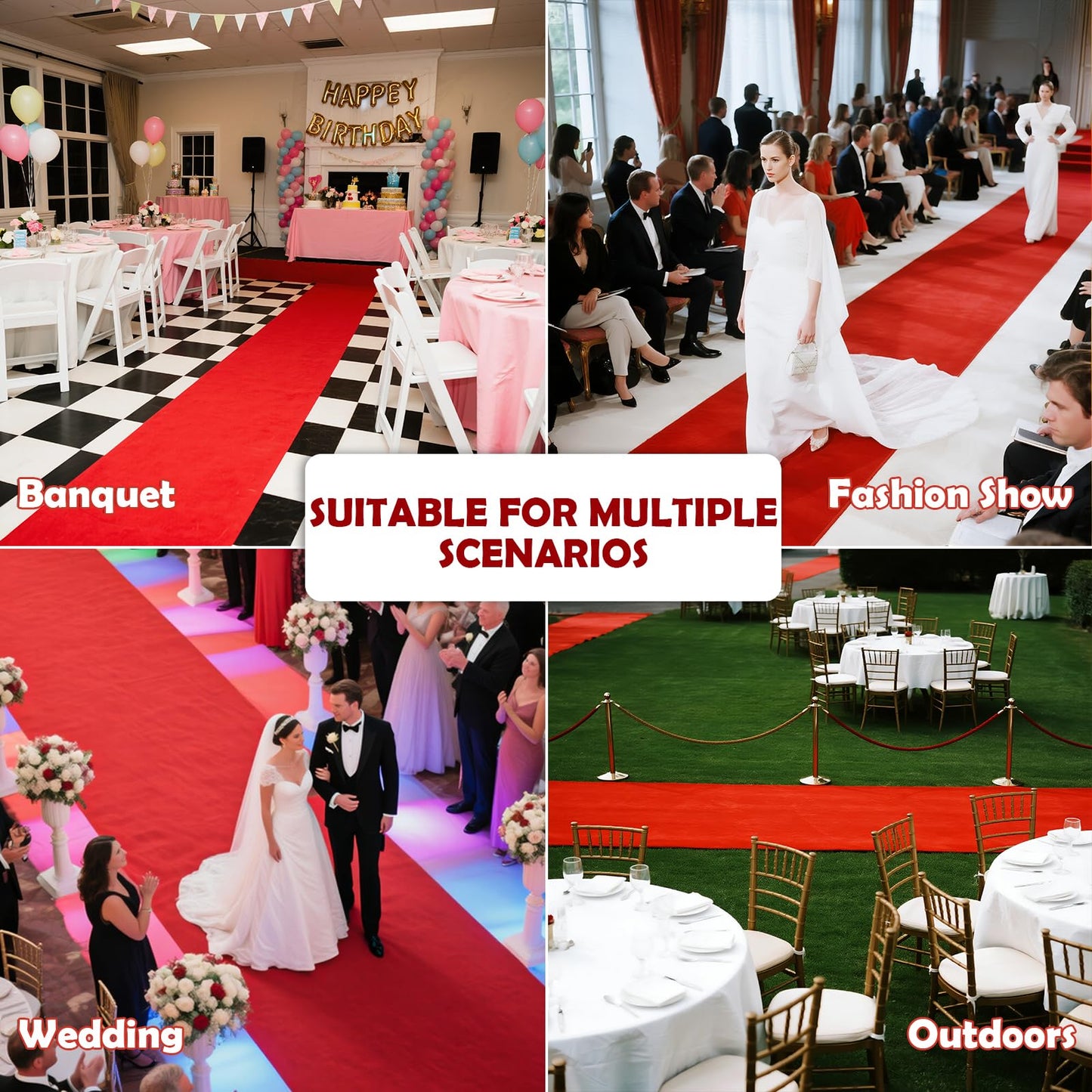 450 GSM Extra Thick Waterproof Red Carpet Runner for Events Decorations, 3X10 Ft Not Slip Red Runner Aisle Runway Rug for Wedding, Party, Banquet, Activity Entrance and Special Events Decorations