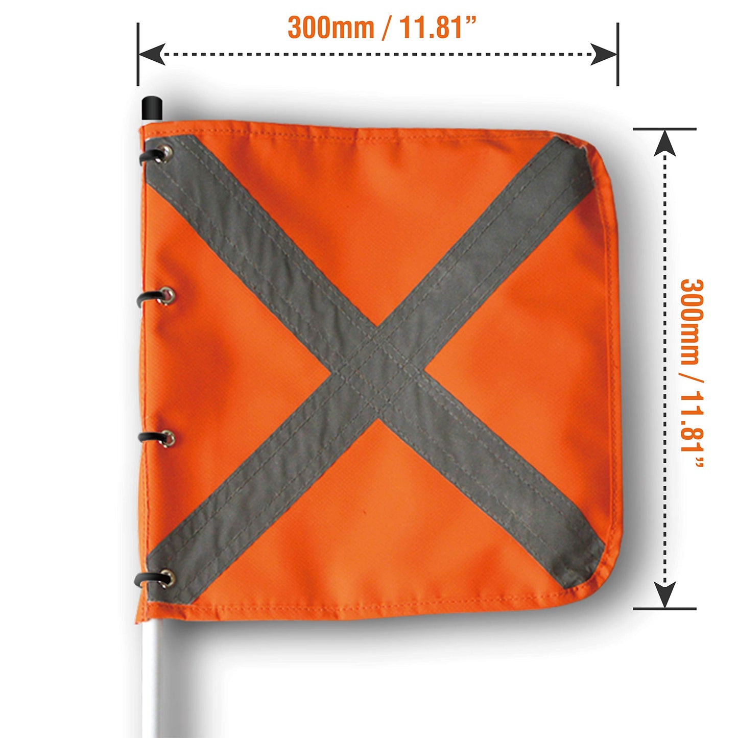 RAYTEEN Safety Flag with Carry Bag, Inc. Quicker Connector Base & 11.8" x11.8" Heavy Duty PVC Reflective Flag, Suit for ATV, UTV, Offroad, Jeep & Truck. Can be Used as 3.3',6.6‘ or 10’.