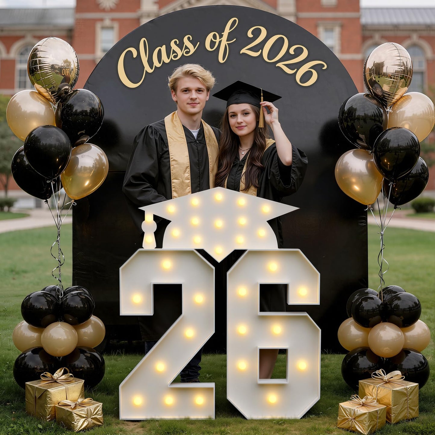 Graduation Decorations Class of 2026, 3FT Light Up Marquee Number 26, Big Marquee Letters 26 Sign for Grad Graduation Decoration Party for Preschool High School College