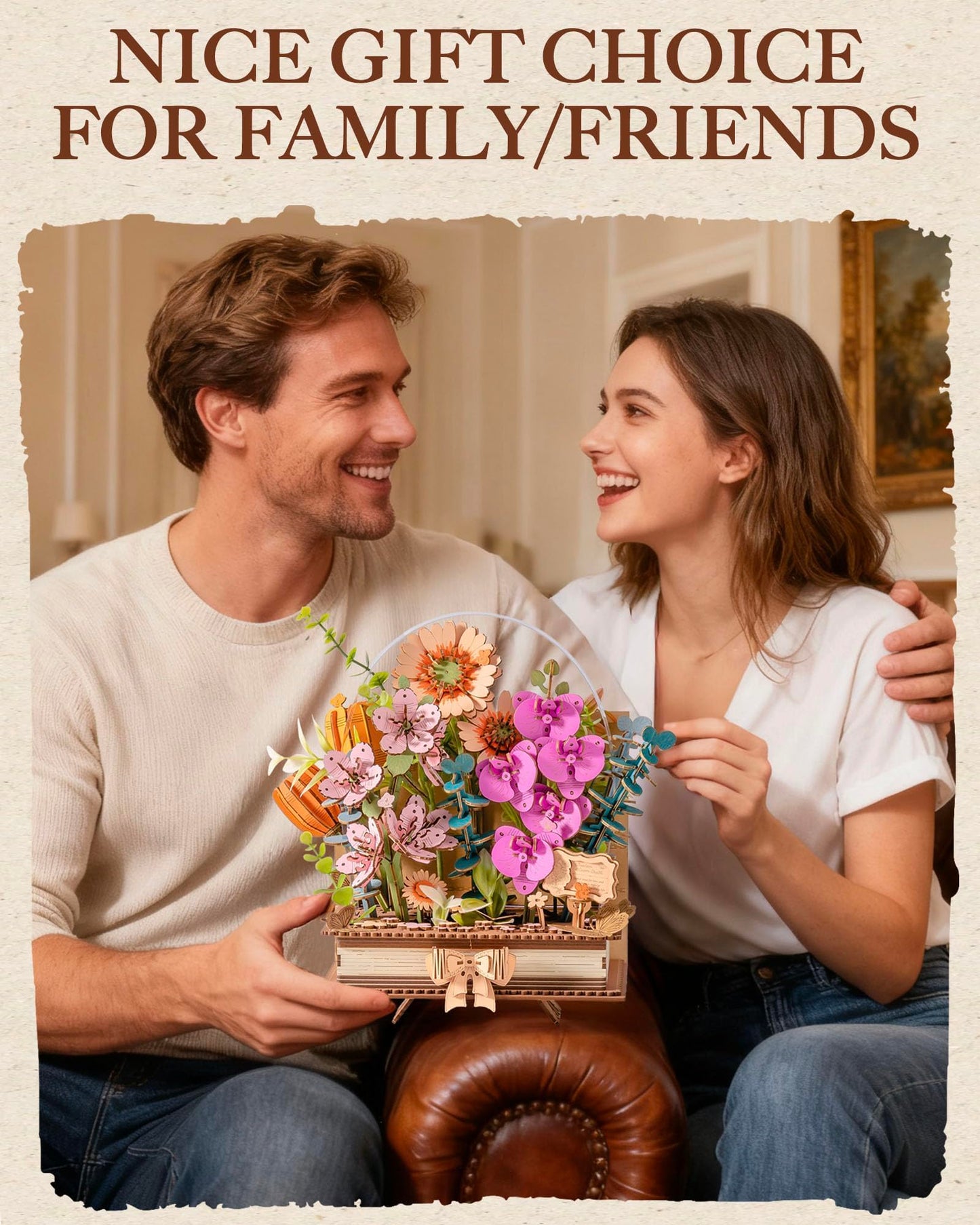 Wowood 3D Wooden Flower Puzzles for Adults-Wooden Bloom Book, DIY Crafts Model Kits Building Set, Botanical Decor Creative Gift for Women (552PCS)