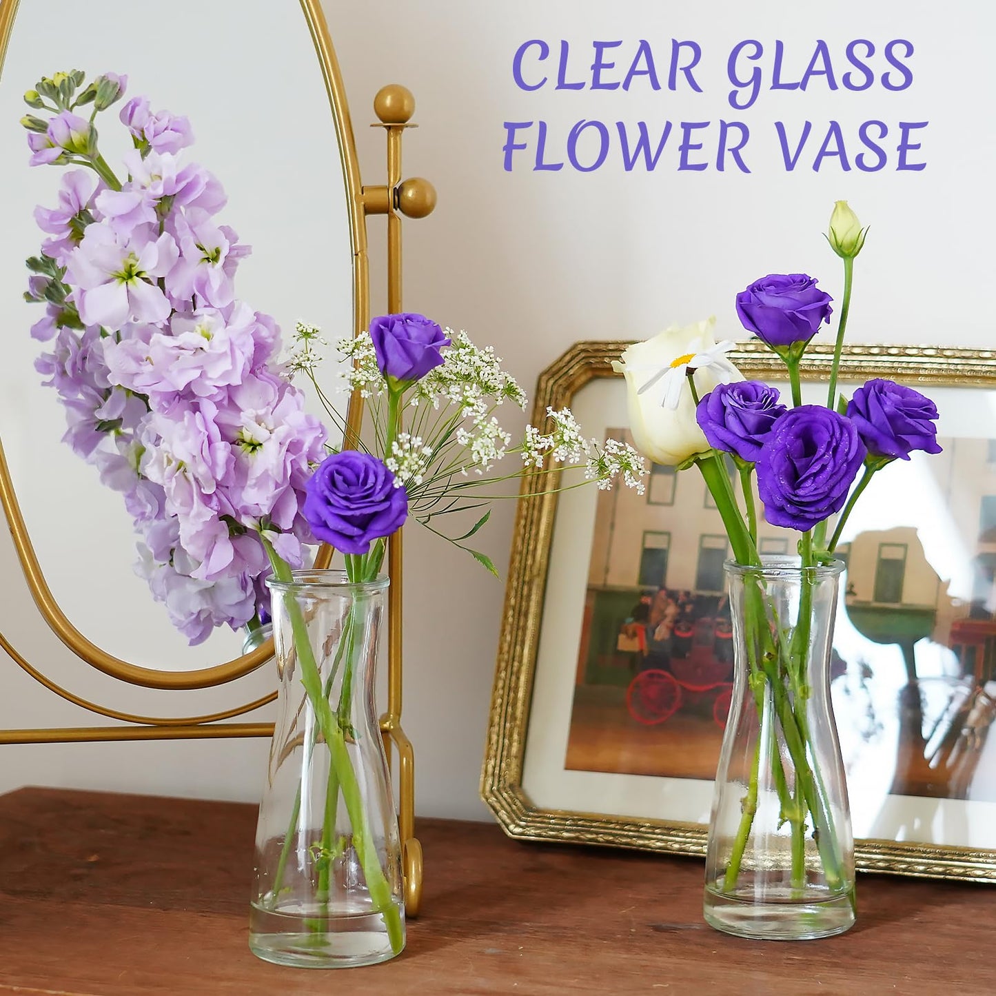 35 PCS Glass Bud Vases for Centerpieces, 5.5" Clear Small Flower Vases, Modern Minimalist Cute Mini Decorative Bulk Vases for Decor Wedding Birthday Party Home Living Room