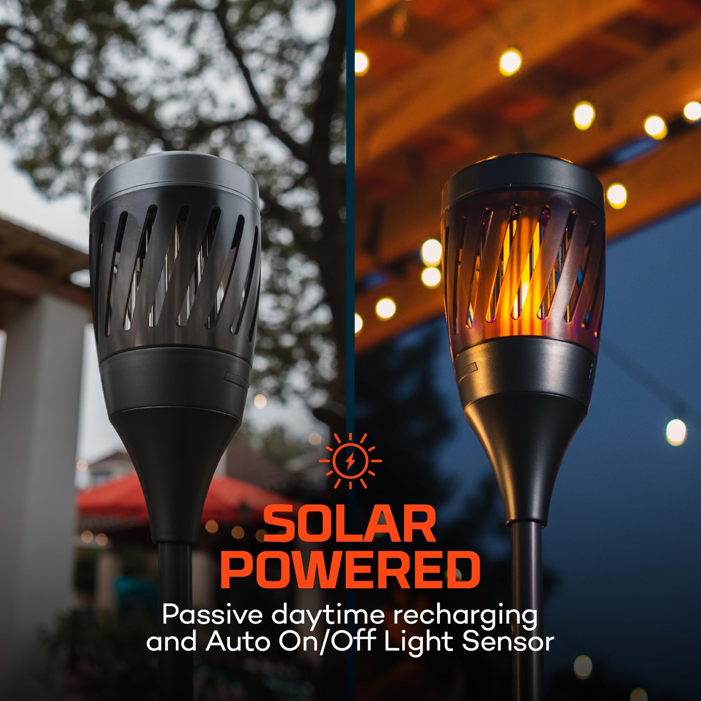NEBO Solar Torch Zapper | Warm Tiki Torch Light for Outdoor Use & Insect Killing Electric Zapper, Solar Powered Rechargeable Battery, Perfect for Bugs like Mosquitos, Flies & Gnats