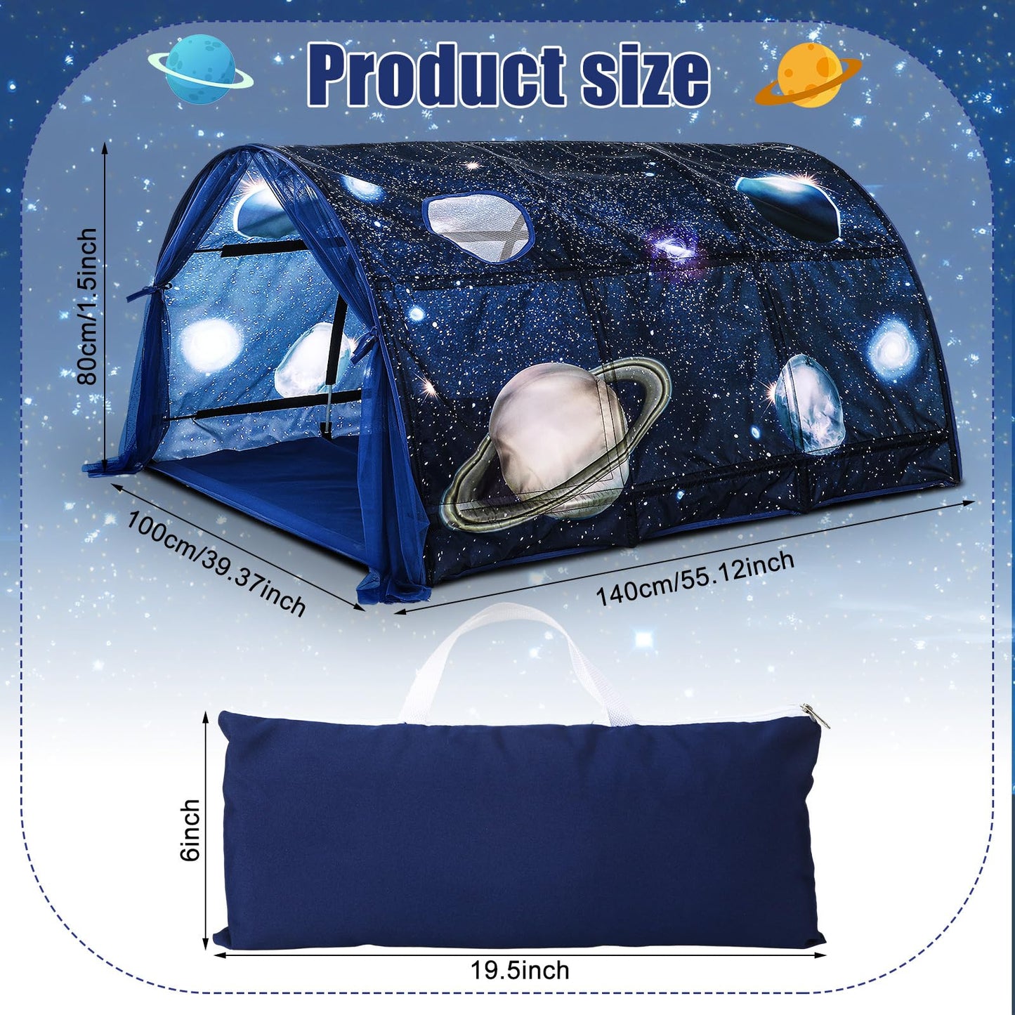 Wowangce Galaxy Bed Tent for Kids Large Kids Twin Tent Toddler Play Bed with Carry Bag Foldable for Girls Boys Bedroom Indoor Games