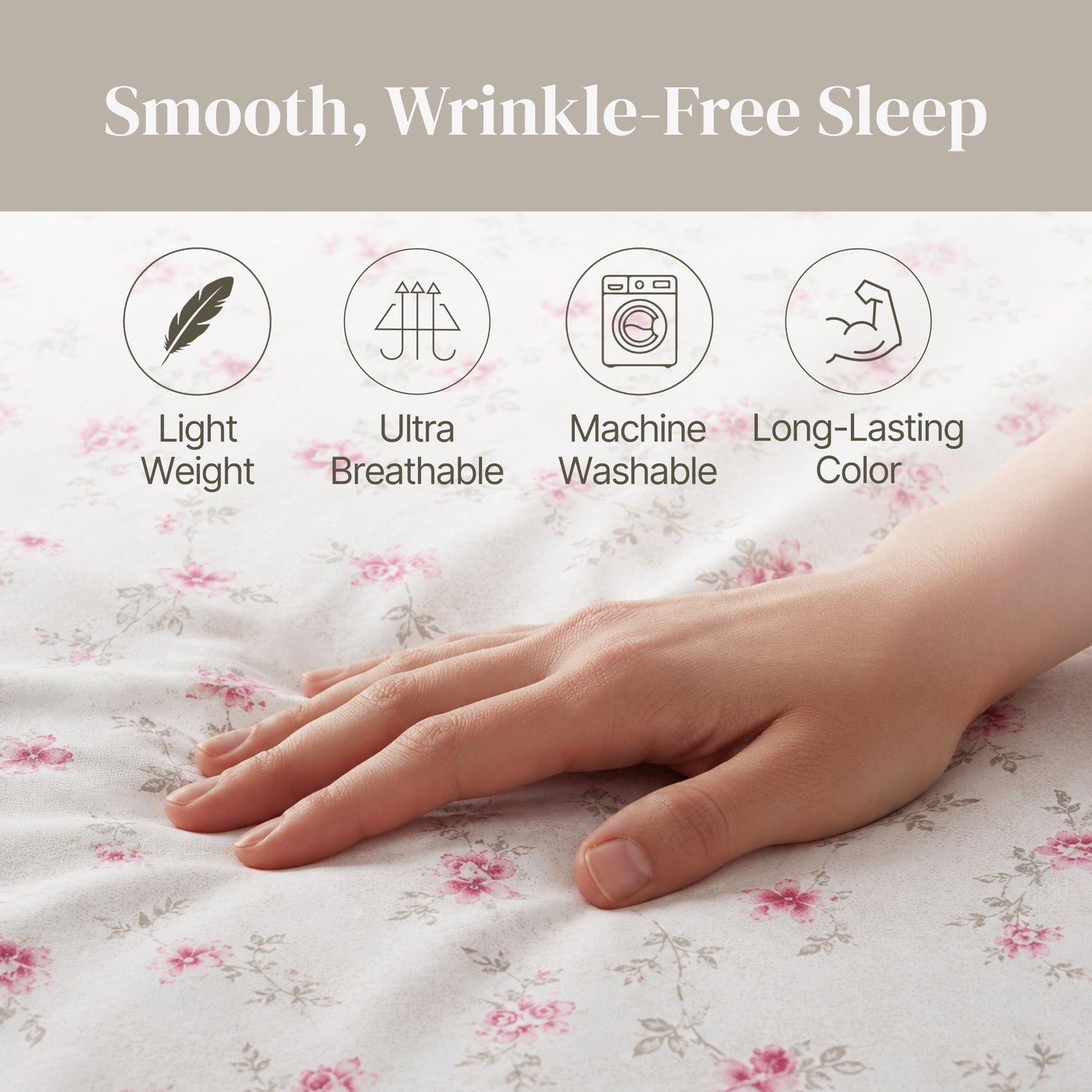Modern Threads 4-Piece Ultra Soft Microfiber Bed Sheets Set, Wrinkle Free Sheets with Deep Pockets Fitted Sheet, Flat Sheet & Pillowcases, Lightweight Breathable Bedding, Floral Rose, Queen