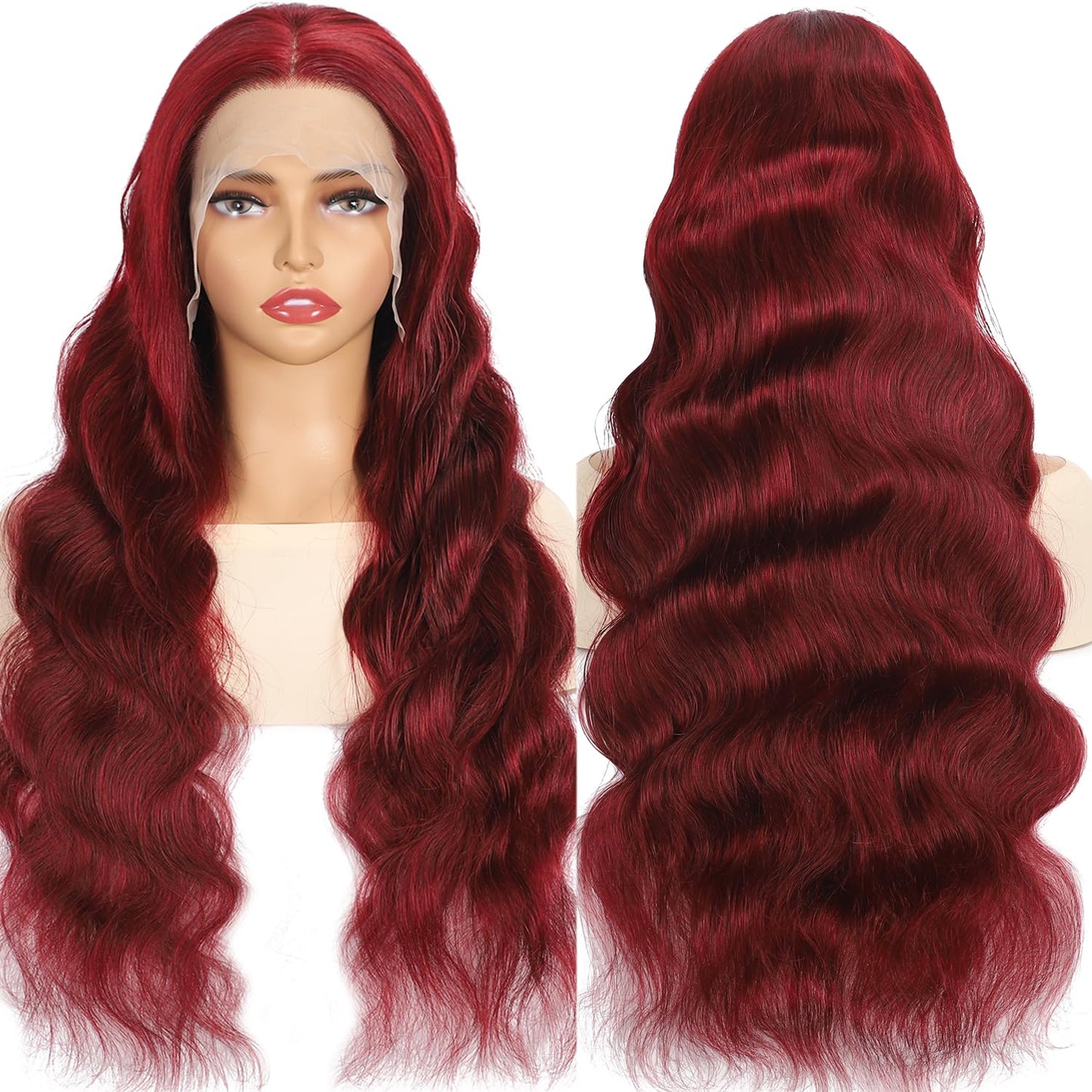 99J Burgundy Lace Front Wigs Human Hair 200 Density 20 Inch 13x4 Body Wave HD Lace Front Wigs Human Hair With Pre Plucked Glueless Red Wig Wine Red Lace Front Wigs