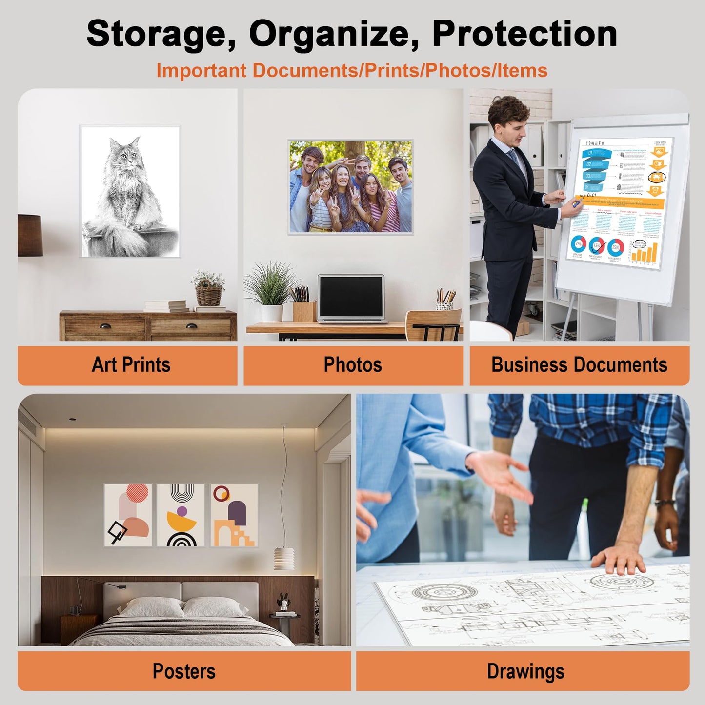 Ndsox 2 Pack 18" x 24" Rigid Print Protectors Clear Hard Plastic Sheet Poster Protectors Photo Sleeves Top Loading Rigid Newspaper Page Holders for Photographs, Presentations, Artwork, Sheet Music