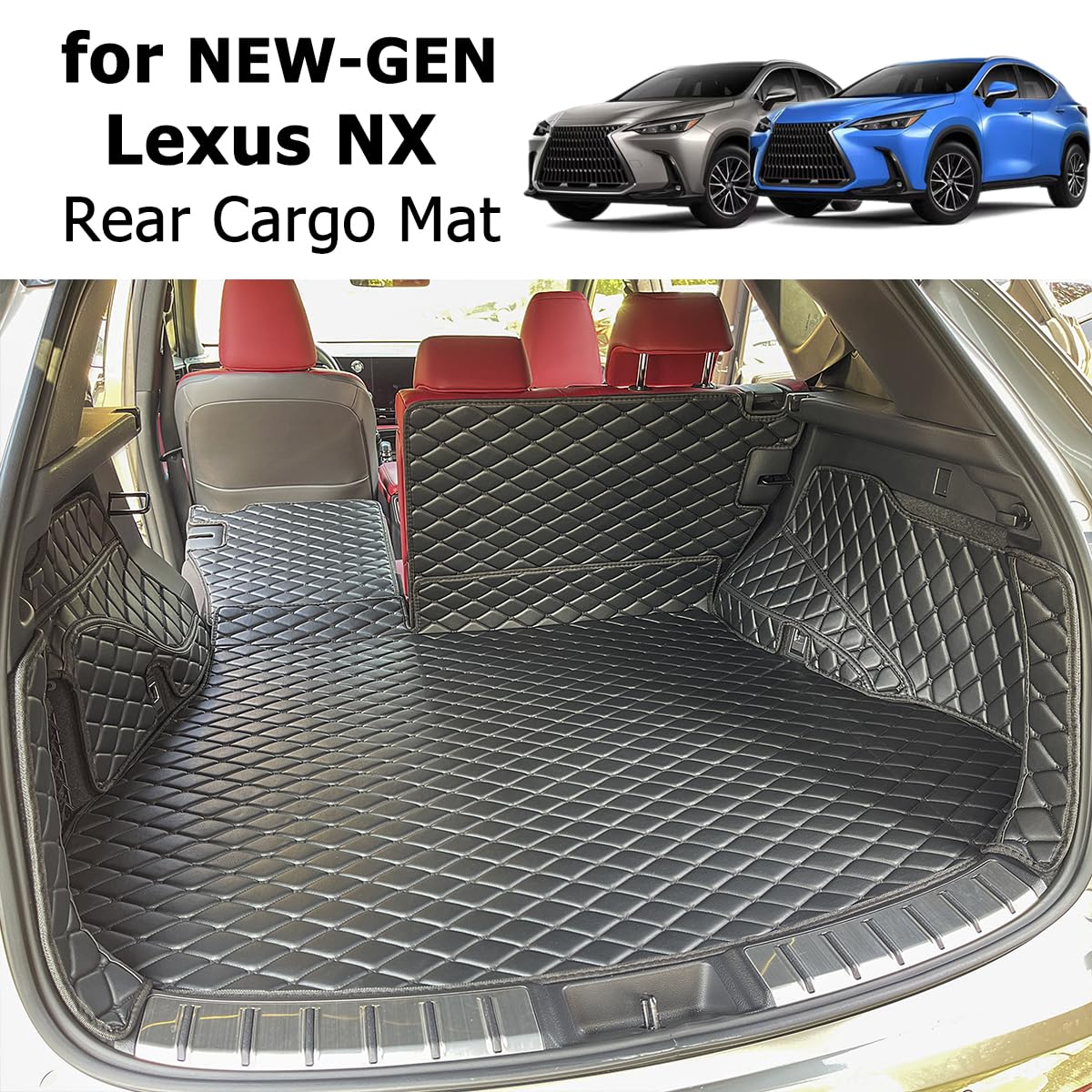 7DEEKEI Cargo Mat for 2022-2025 New Lexus NX250 NX350 NX350H Trunk Mat & Rear Backrest Mat Cargo Liners Lexus NX All Weather Waterproof Accessories