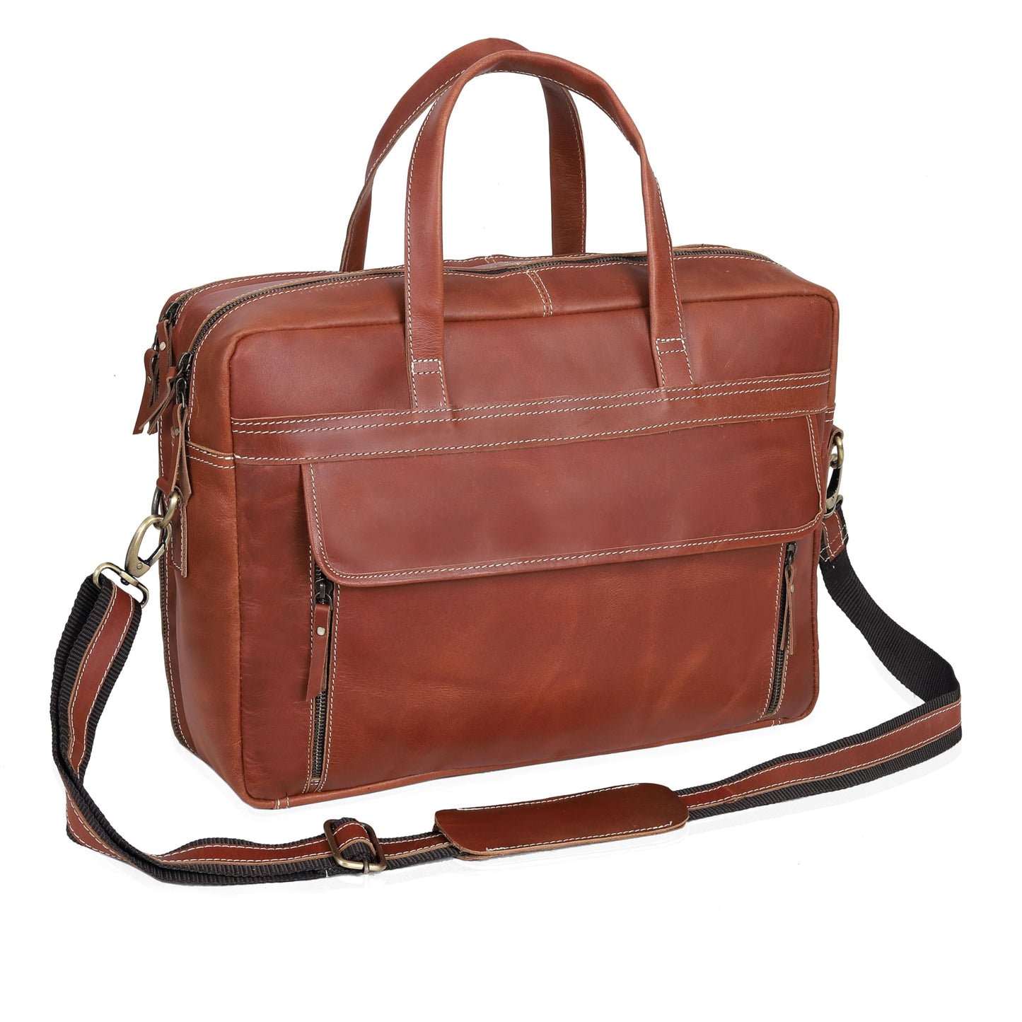 18 Inch Full Grain italian Leather Briefcase for Men, Top Choice Gifts, Handcrafted Laptop Bag (TAN) (16 inch)