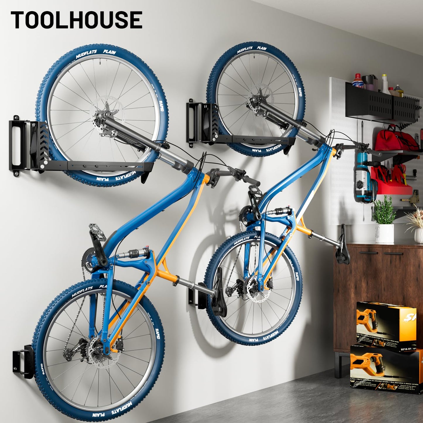 3-Pack Swivel Bike Rack Wall Mount, Bike Hangers for Garage, Space-Saving Vertical Bike Holder, Holds up to 77 lbs, Bicycle Wall Hanger Storage, No Heavy Lifting Required Indoor Hanging Bike Rack