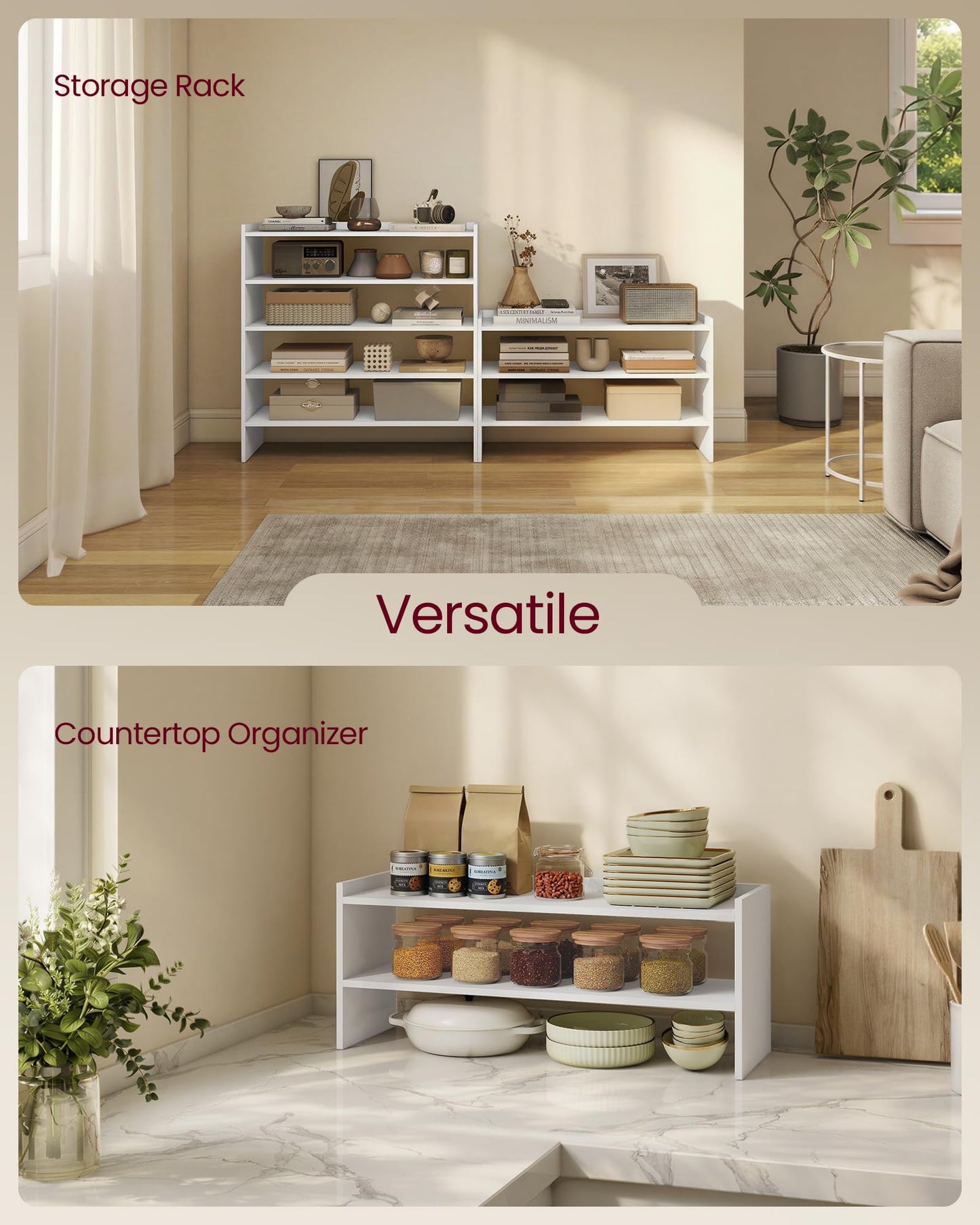 VASAGLE Shoe Rack for Closet, Stackable Shoe Organizer Shelf for Entryway, 2 Tiers, 11.7 x 32.3 x 14.2 Inches, White ULBS060WZ01S