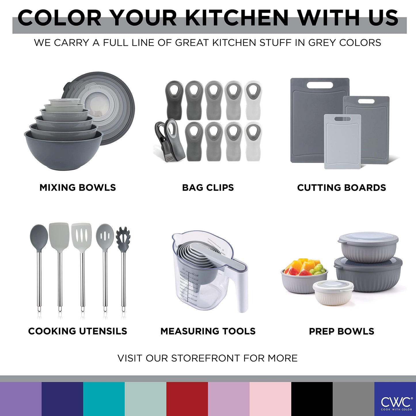 COOK WITH COLOR Collapsible Batter Bowl - Mess Free Breading Shaker Container - Great for Fried Fish, Fried Chicken, Onion Rings, Wings & More, Gray