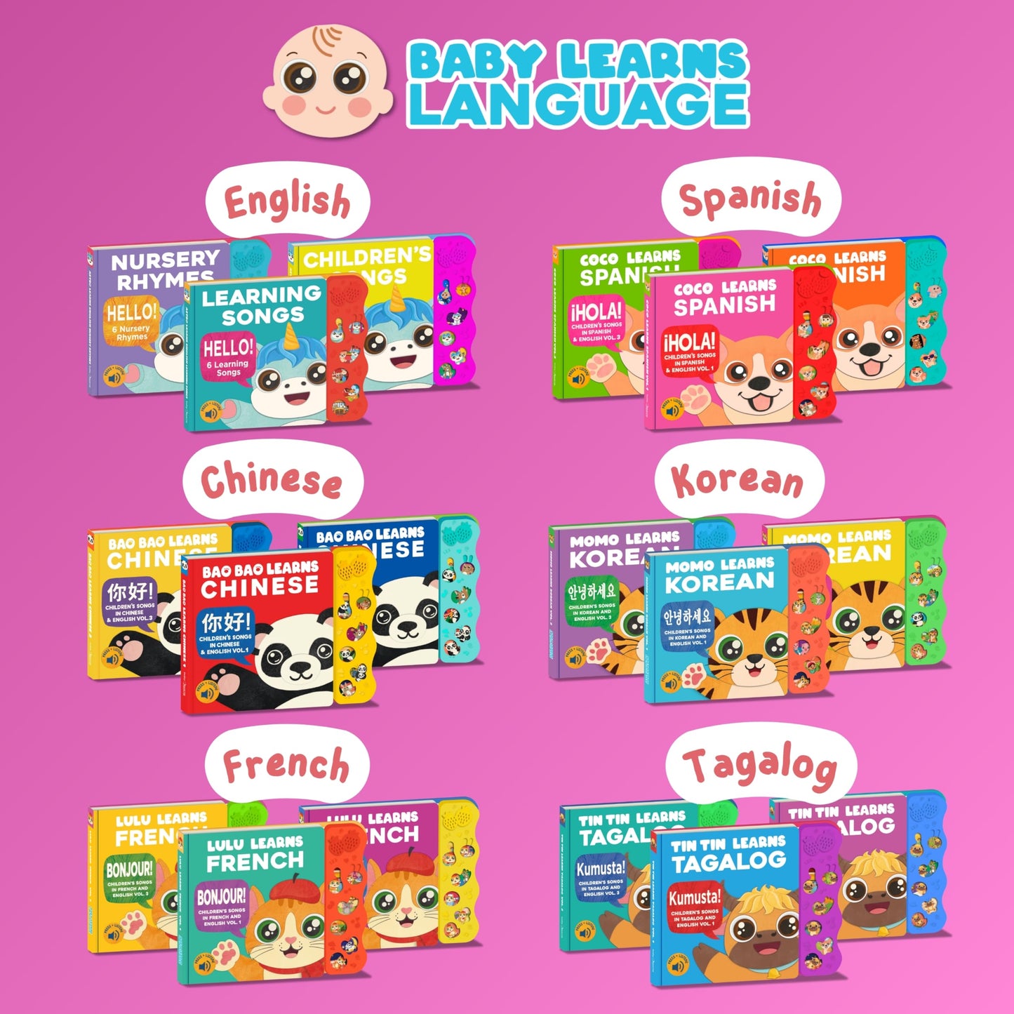 Lulu Learns French Vol. 2: Interactive Musical Baby Book – Bilingual French Learning Toy for Toddlers, Kids & Babies, Educational French Sound Book for Early Language Development