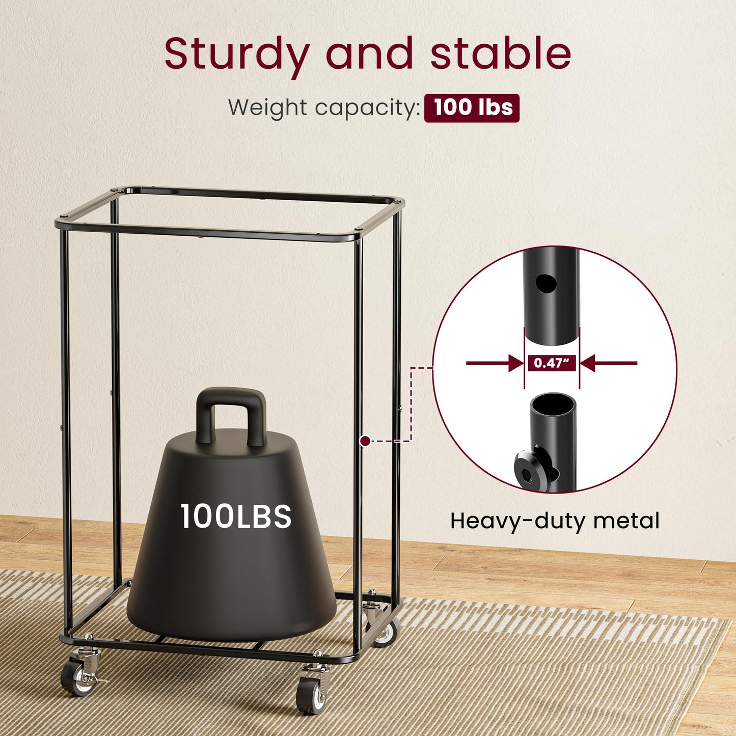 Double Laundry Hamper with Lid, Rolling Laundry Basket with Wheels and 2 Removable 75L Bags, 2 Section Large Capacity for Laundry Bedroom Bathroom Dorm, Easy Move & Organize,150L White
