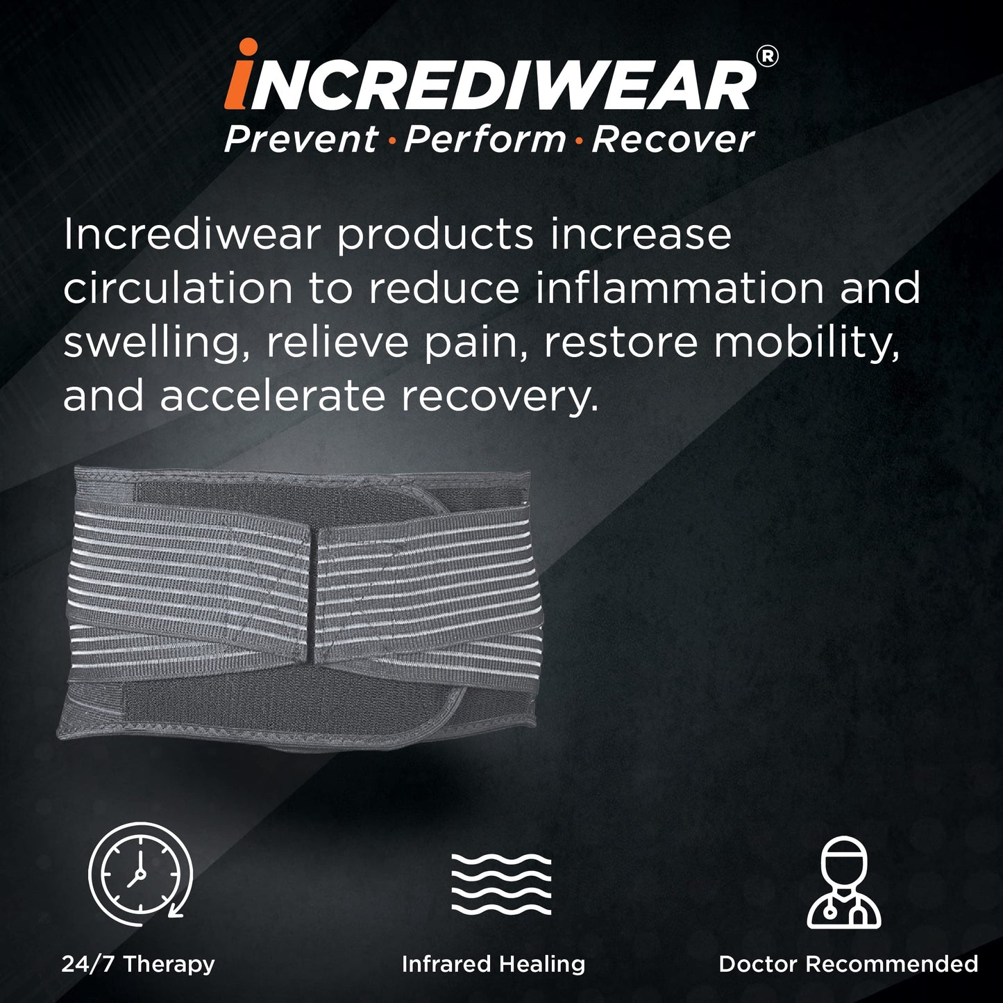 Incrediwear Back Brace - Back Support Brace for Back Pain Relief from Muscle Pain, Sciatica or a Herniated Disc, Everyday Lower Back Lumbar Support (Large)