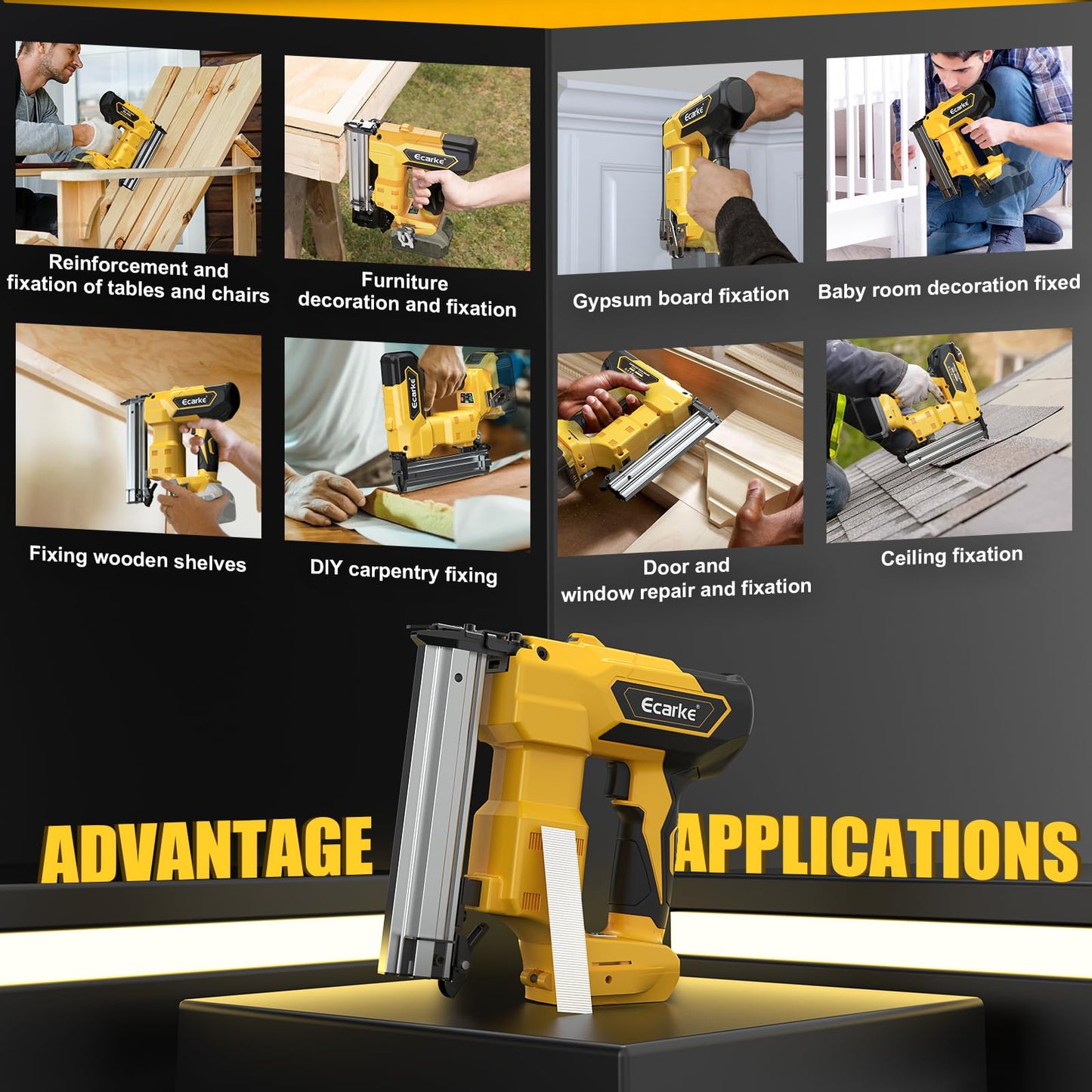 18GA Cordless Brad Nailer for Dewalt 20V Battery: Brushless Electric Nail Gun with 1000 Nials - 2 Mode 18 Gauge Nail Gun 20v Tool,5/8 to 1-1/4 Inch for Upholstery Woodworking Carpentry(Tool Only)