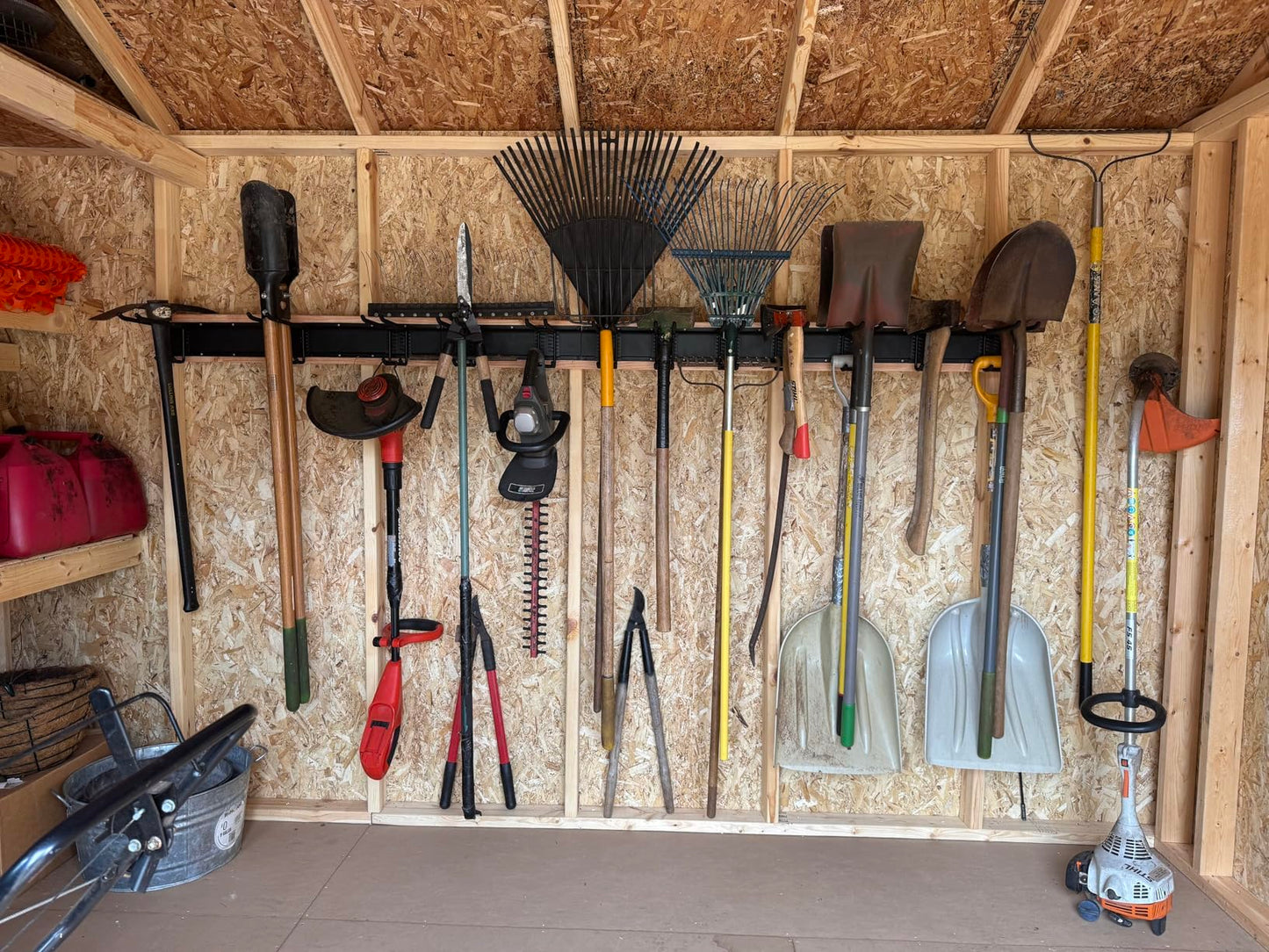 Aking Ace Wall Mount Tool Storage Rack, Garage Organization, Heavy Duty Garage Storage Tool Organizer, Garden Tool Wall Hooks and Hangers, Hold Up to 350lbs Black 2Pack
