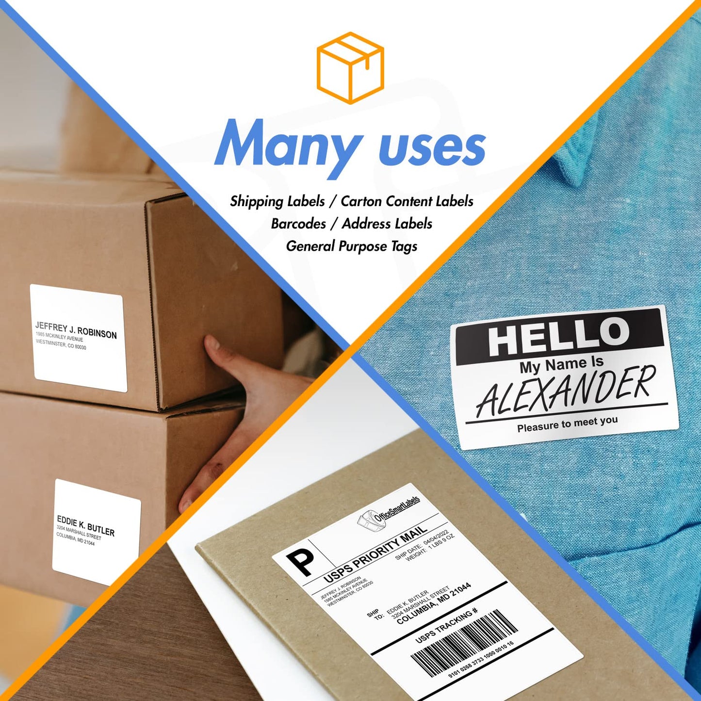 2.5" x 1" Direct Thermal Label - Compatible with Rollo Label Printer & Zebra Desktop Printers – 1” Core, Multipurpose UPC Barcode Shipping Sticker, Adhesive & Perforated - 4 Rolls, 1380/Roll