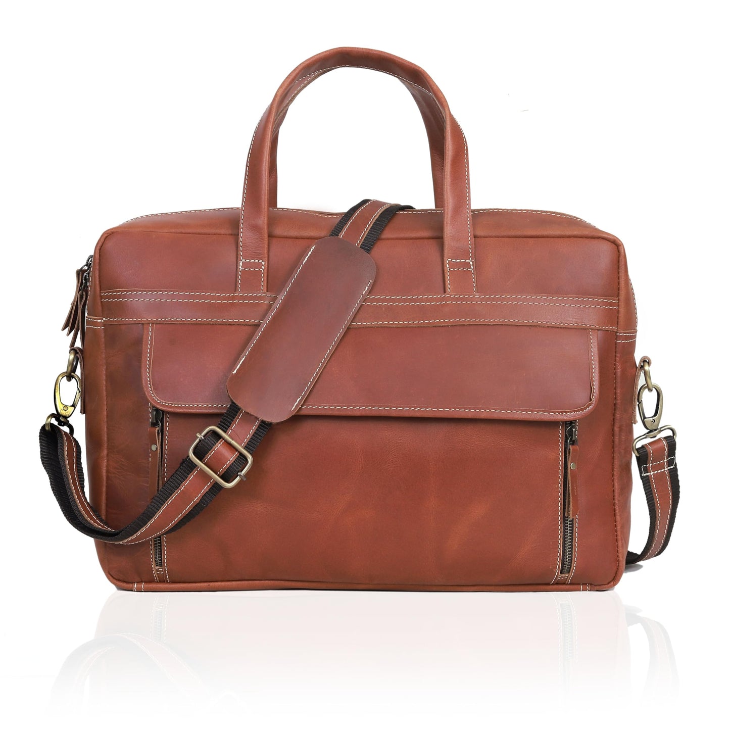 18 Inch Full Grain italian Leather Briefcase for Men, Top Choice Gifts, Handcrafted Laptop Bag (TAN) (16 inch)