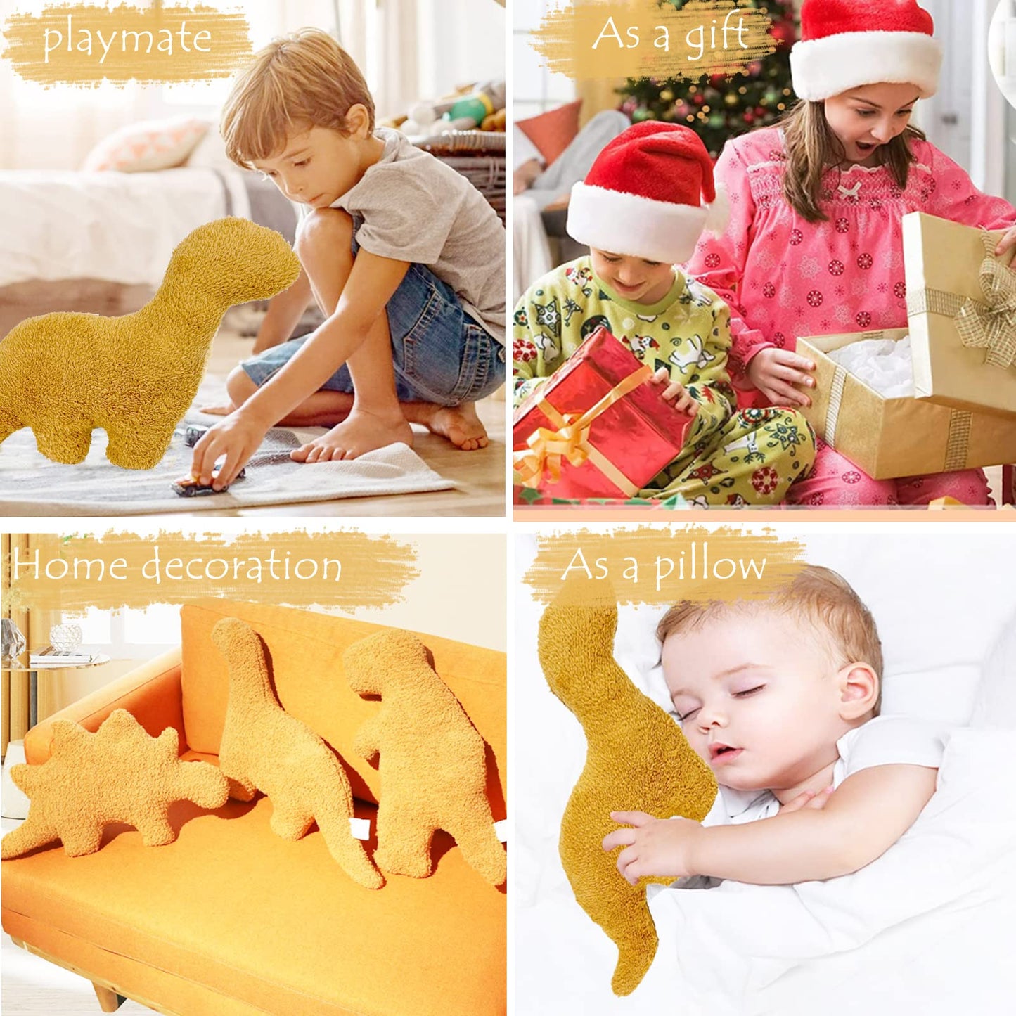 Lixzuch 5 Packs Dino Nugget Plush Pillow, Large Chicken Dinosaur Nugget Plush Pillow, Nugget Dino Dinosaur Theme Decor for Birthday Party