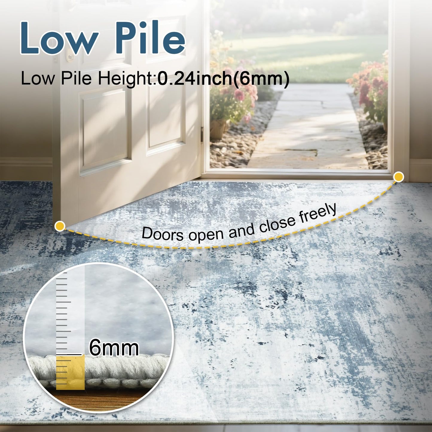 6x9 Ft Large Area Rugs for Living Room, Soft Non-Slip Washable Rugs Modern Abstract Pattern Carpet for Bedroom Indoor Floor Nursery Home Decor (Blue)