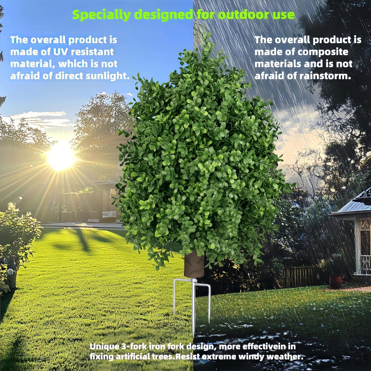 QIANYUN Boxwood Topiary Bush -Artificial Topiary for Outdoors-Evergreen Plants Topiary Ball Tree UV-Resistant 2-Pack for Front Porch Garden Yard Balcony Decor