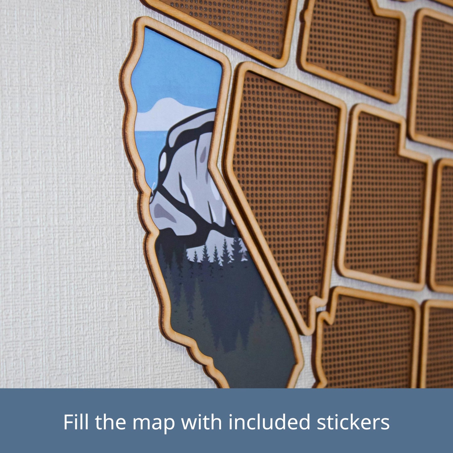 1DEA.me 3D Wooden USA Photo & Cross Stitch Wall Map - 3 in 1 - Includes Secure Photo Maker - 26 x 40 in - Easy to Use, Built to Last and Uniquely Yours