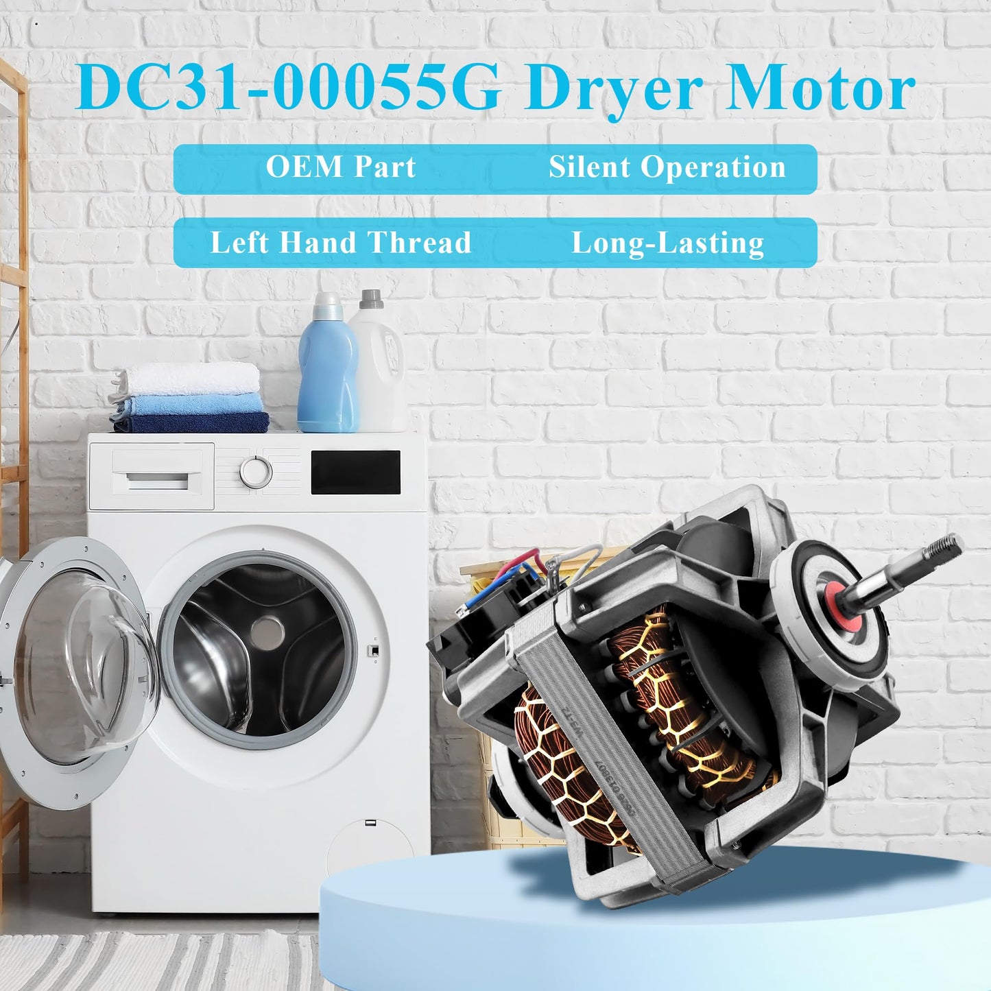 DC31-00055G DC31-00055H DC31-00055D DFS270ZSEL1 Dryer Motor for Sam.Sung Dryers Replaces DV45H7000EW DV48H7400EW DV45H7200EW DV42H5000GW DV338AEB Dryer Drive Motor by TOMOON