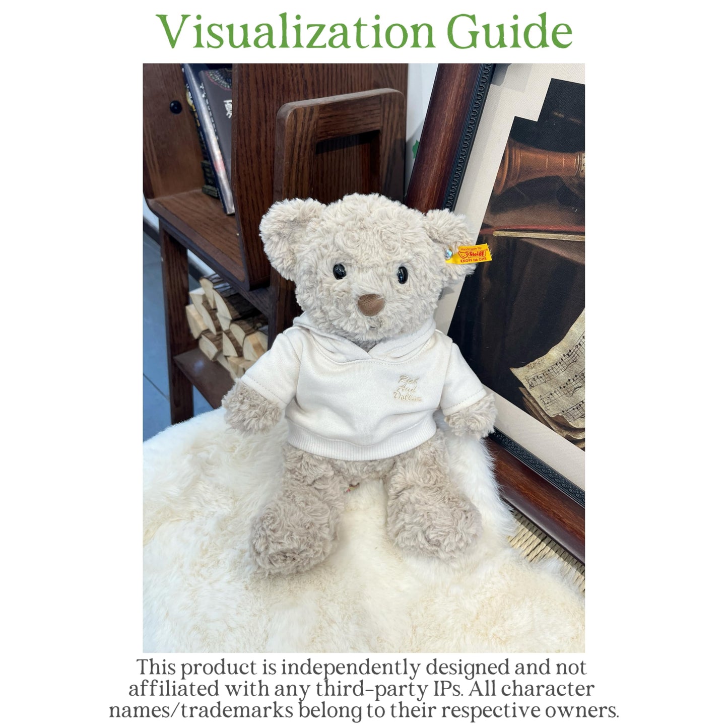LICHADUOLE 9-12''/30cm Plush Animals Clothes Cotton Hoodie & Checkered Shorts Set for Bashful Bunny and Teddybear(NO Doll)