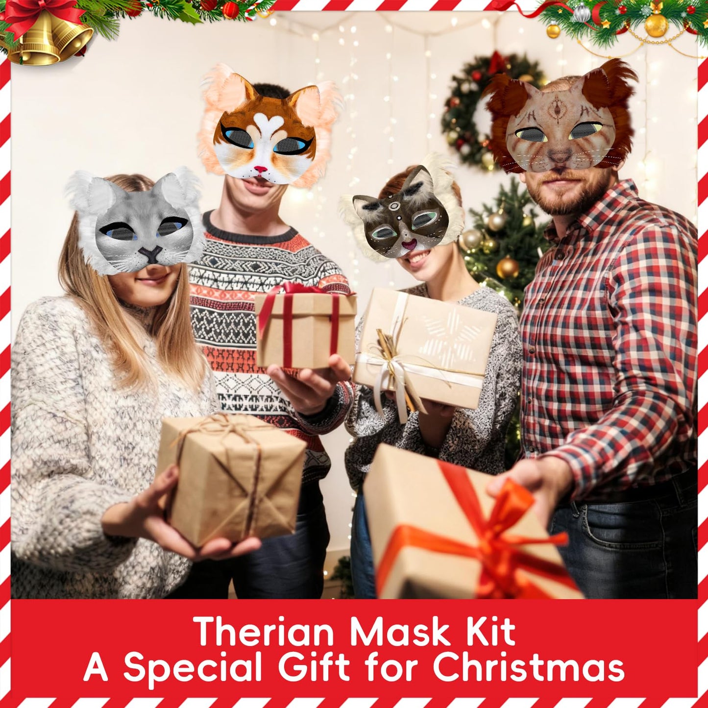 Blurap 111 PCS Therian Mask Kit Cat Masks Halloween Furry Mask Kit Blank Cat Masks for Hallowen Christmas Masquerade Cosplay Party (DIY-A)