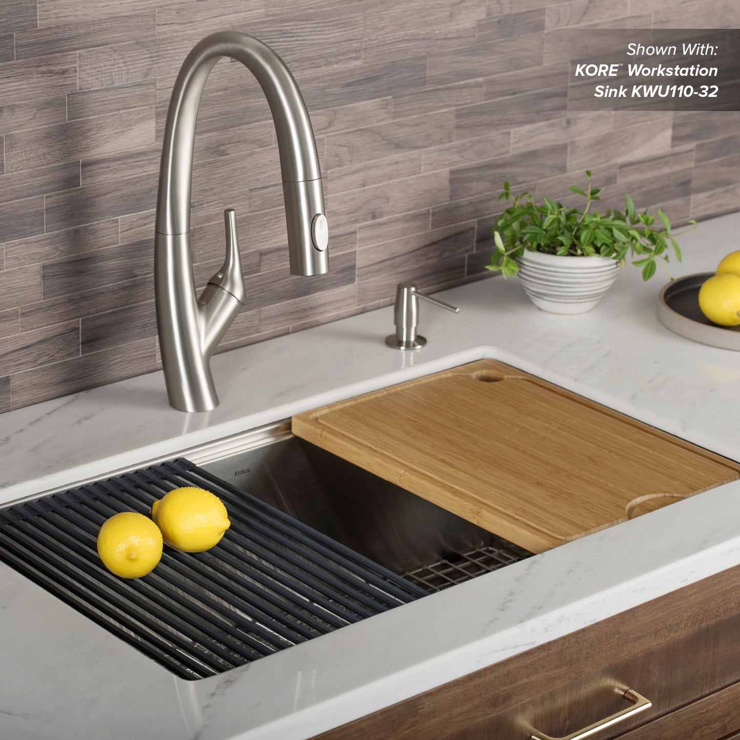 Kraus Kore Solid Bamboo Cutting Board for Workstation Kitchen Sink (16 3/4 in. x 12 in.), KCB-WS103BB