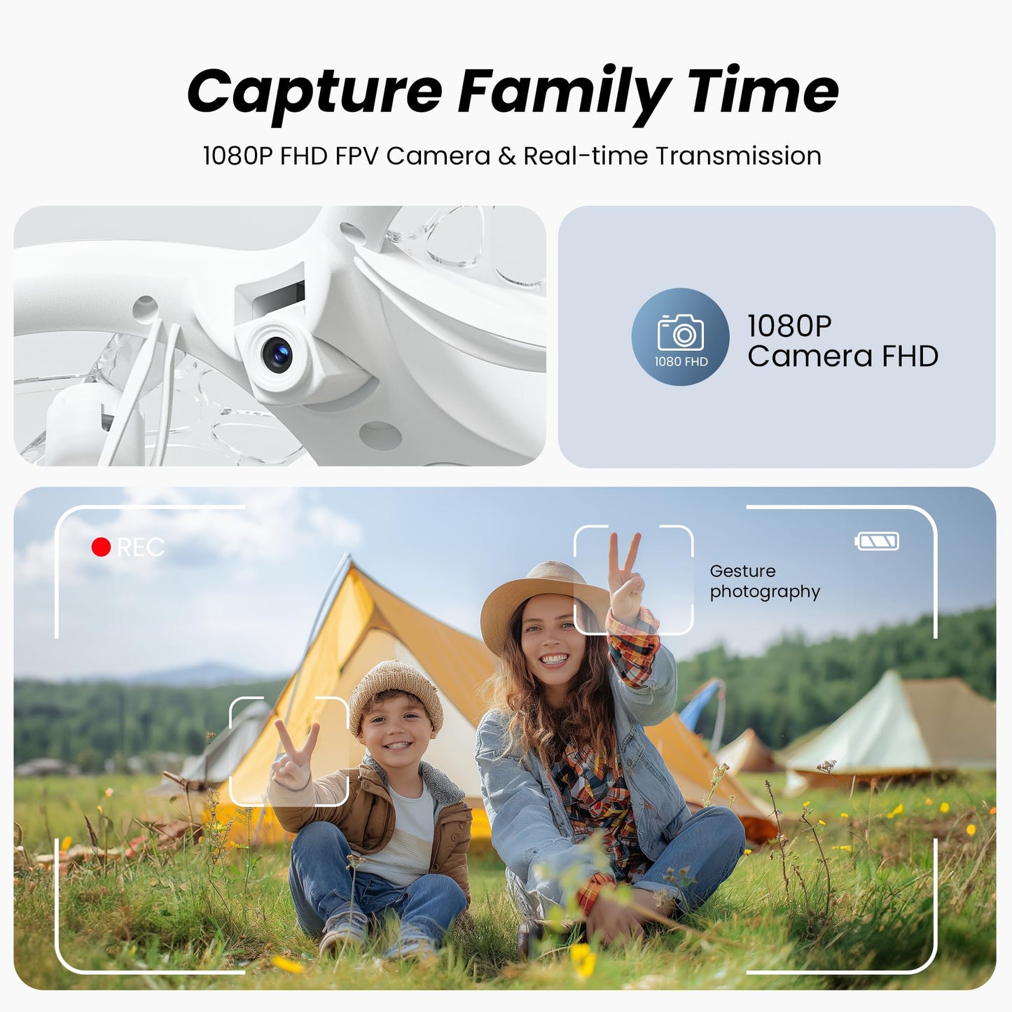 Ameta Drones for Kids Adults, RC Drone with 1080P HD FPV Camera, Cool Toys Gift for Boys Girls Teenage, STEM Toys with LED Light, Propeller Full Protect, 2 Batteries Long Flight Time and Remote Control, Easy to Fly