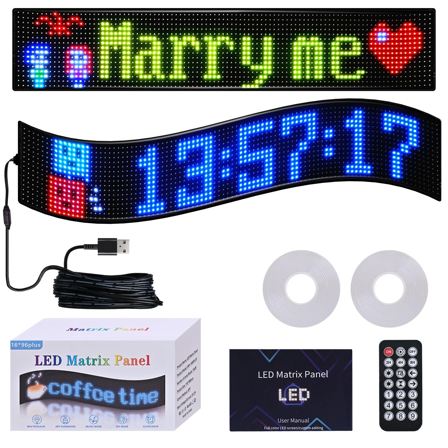 36.2"x7.6" Large Bright LED Sign, Programmable LED Scrolling Sign, Custom Flexible LED Store Sign with App Control DIY Text Pattern Animation, LED Digital Sign for Store Window Advertising Hotel