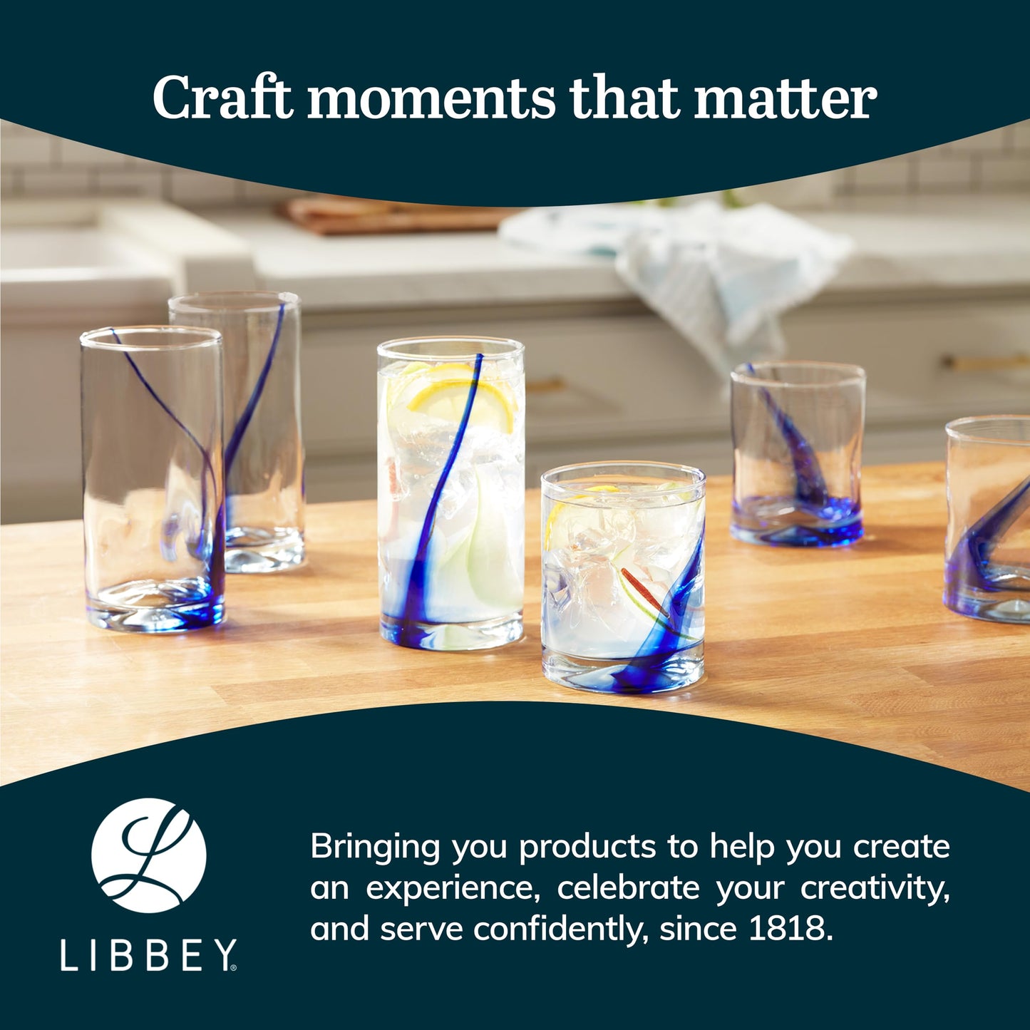 Libbey Blue Ribbon Tumbler and Rocks Drinking Glass Set of 8, Artisanal, Four-Dimpled Glass Cups Set, Clear Glassware Drinking Glasses for Daily Use