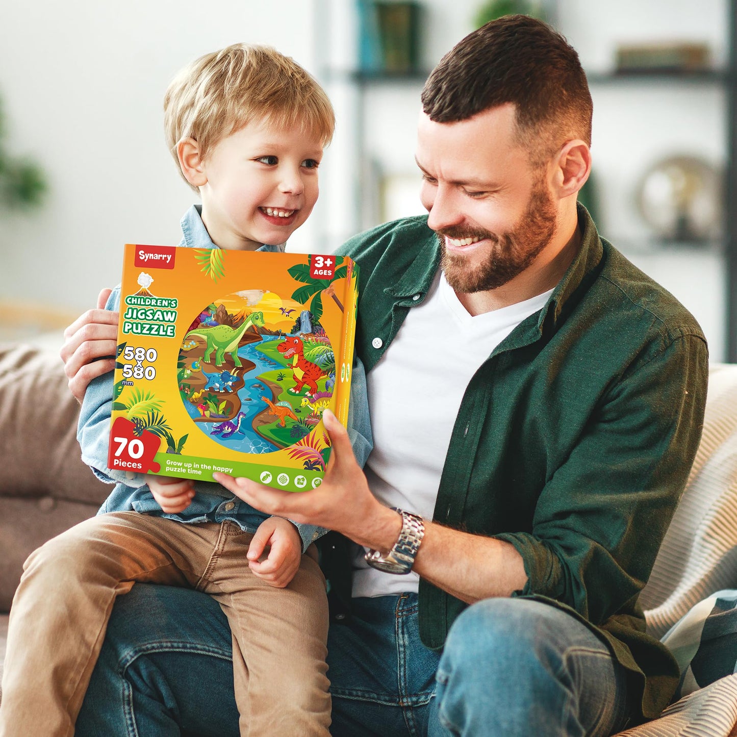 SYNARRY Floor Puzzles for Kids Ages 4-8, Large 70 Piece Dinosaur Puzzles for Kids 3-5, Jigsaw Puzzle for Kids Ages 4-6, Preschool Dinosaur Toys Gifts for 3 4 5 6 7 8 Years Old Boys Girls