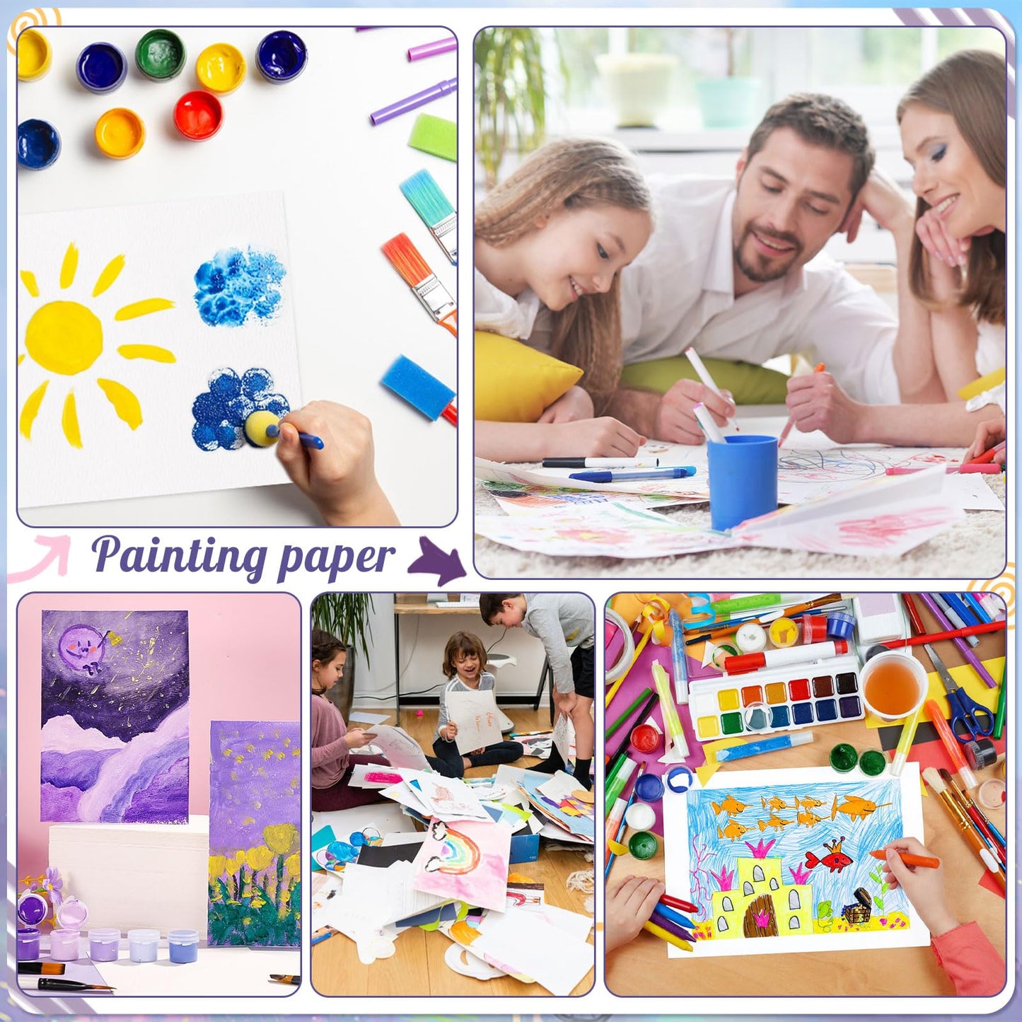 300 Sheets Watercolor Paper Bulk, 140 lb/300 GSM Cold Press Paper White Water Color Paper for Kids Child Students Adults Artists Beginners Drawing Gift Cards