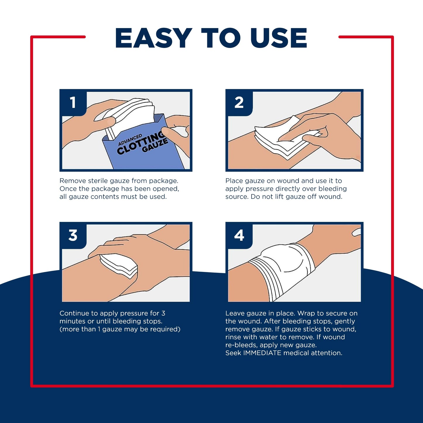 Adventure Medical Kits QuikClot Gauze - Gauze for Emergency Survival Kit, Doomsday Prepping Supplies & More - Stops Bleeding Fast with Kaolin - Flexible Hemostatic Medical Gauze - 3" x 48"