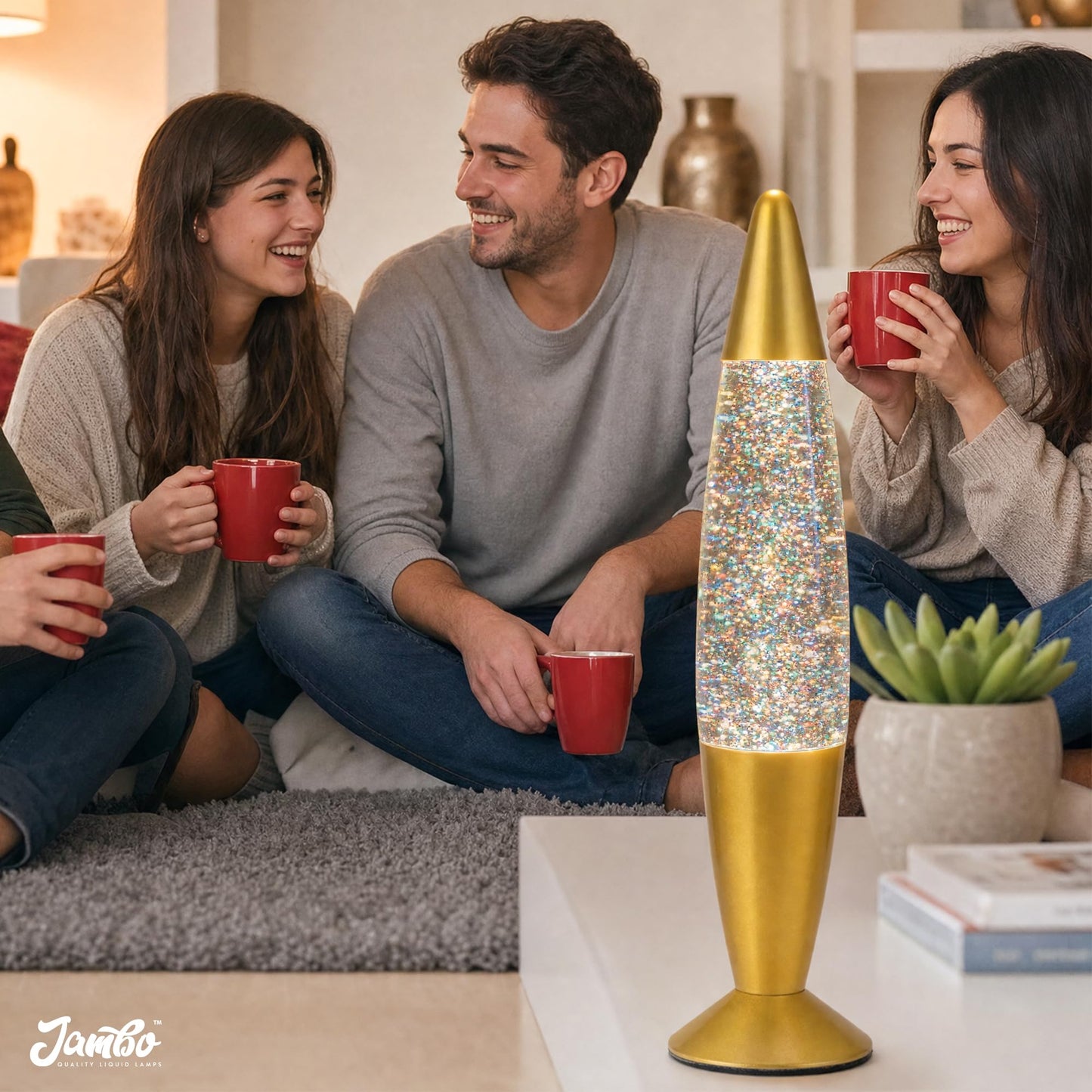 Jambo 16-Inch Rainbow Glitter Lamp I Beautiful Liquid Lamp I Entertaining for Adults and Kids I Perfect Holiday Gift