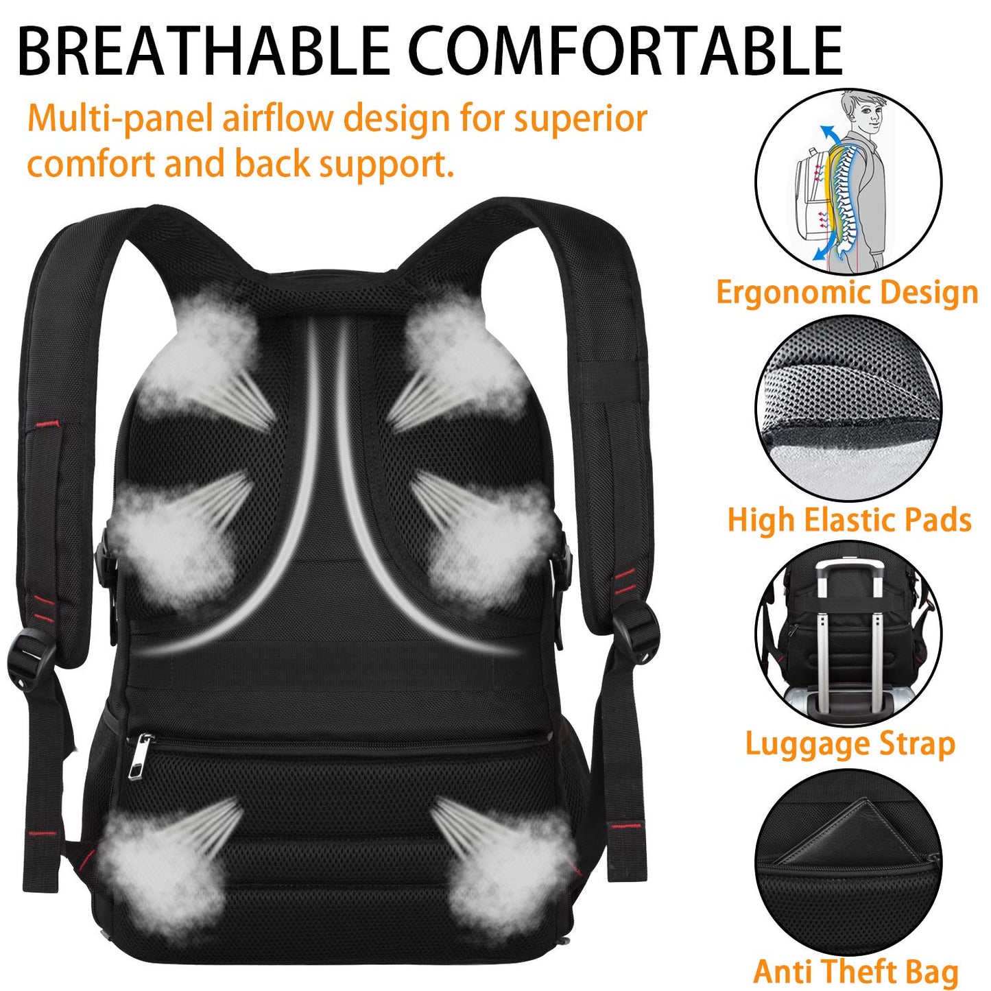 LTINVECK Travel Laptop Backpack, Extra Large Backpack for Men Women, TSA Friendly Heavy Duty Big Business Computer Bag Tech Backpacks Bag Fit 17 Inch Laptops, RFID Backbag