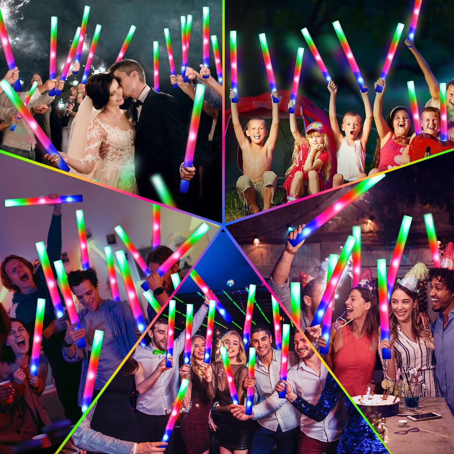 217 PCS Glow Sticks Bulk Party Pack, Foam Glow Sticks, Glow In The Dark Party Supplies, Foam Light up Sticks with 3 Modes Colorful Flashing, Foam Glow Sticks Bulk for Wedding, Party, Birthday, Raves