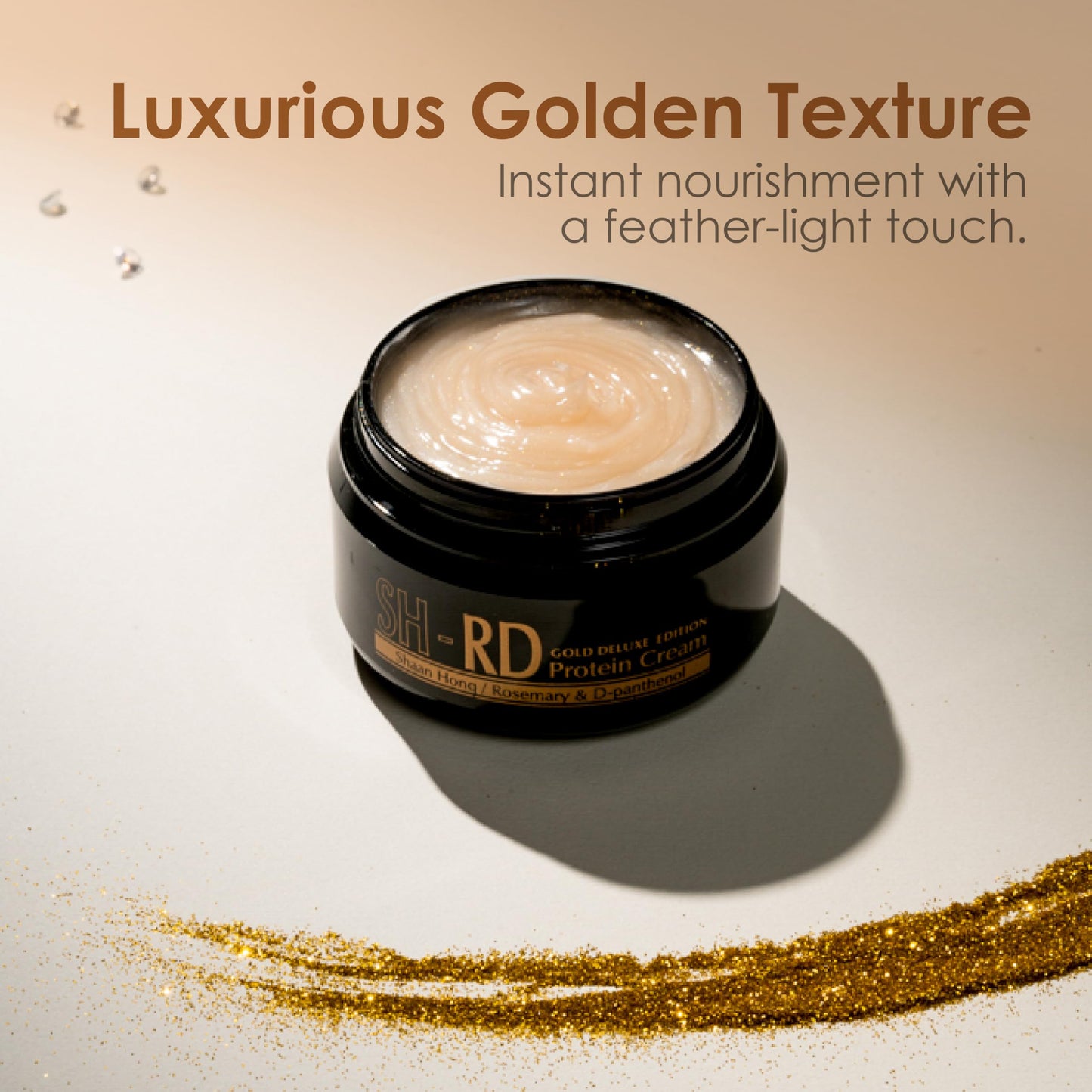 SH-RD Protein Cream Gold Deluxe Edition | Deep Conditioner for Dry Damaged Hair | Leave-In Hair Protein w/Rosemary & Gold Leaf | Repair Split Ends, Promote Shine - 2.71oz/80ml