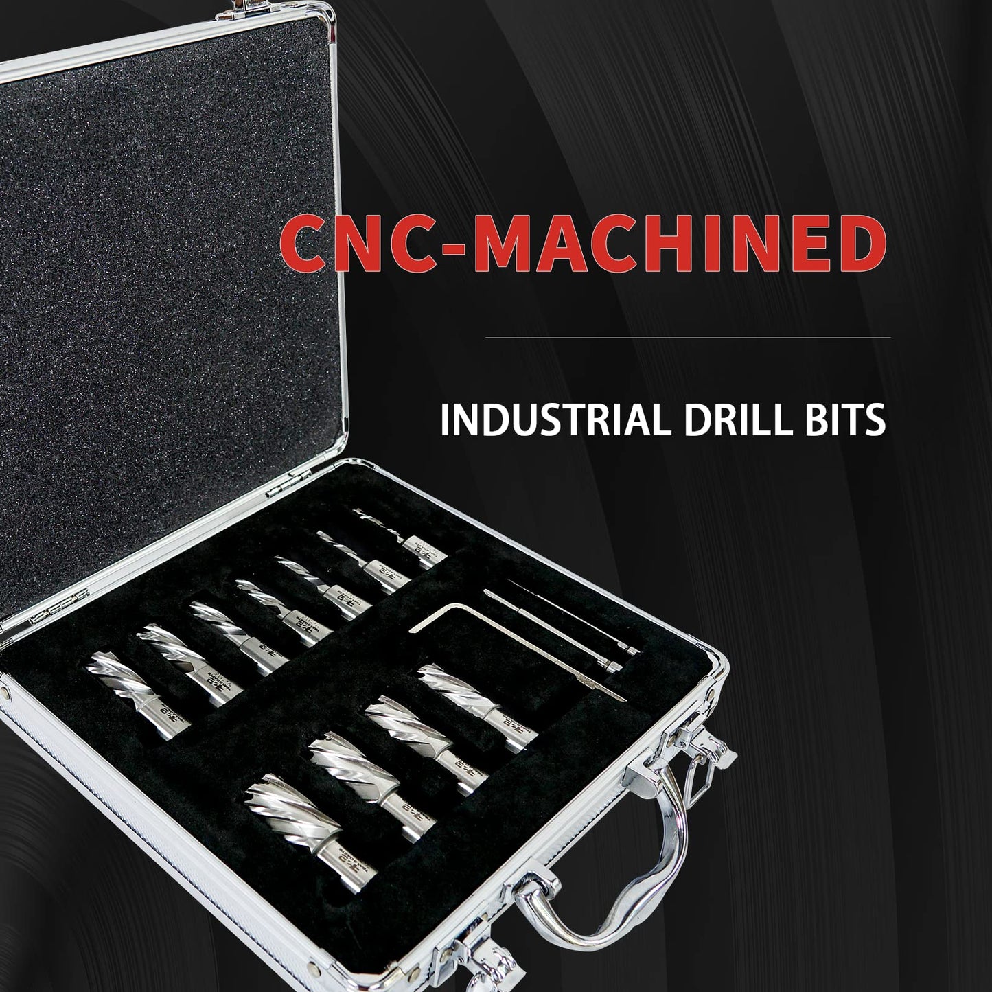 Annular Cutter Set 13 Pcs by S&F STEAD & FAST, Cutting Depth 1" Cutting Diameter 7/16" to 1-1/16" Inch, Mag Drill Bits Kit for Magnetic Drill Press, with 2 Pilot Pins