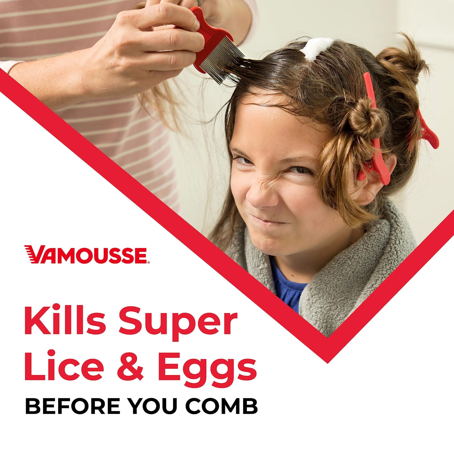 Vamousse PRO Lice Emergency Kit, Includes Lice Treatment Mousse (6 Oz), Daily Shampoo (4 Oz), Repellent Spray (3 Oz), Steel Comb & 2 Clips, for Kids & Adults, Ideal for Daily Use