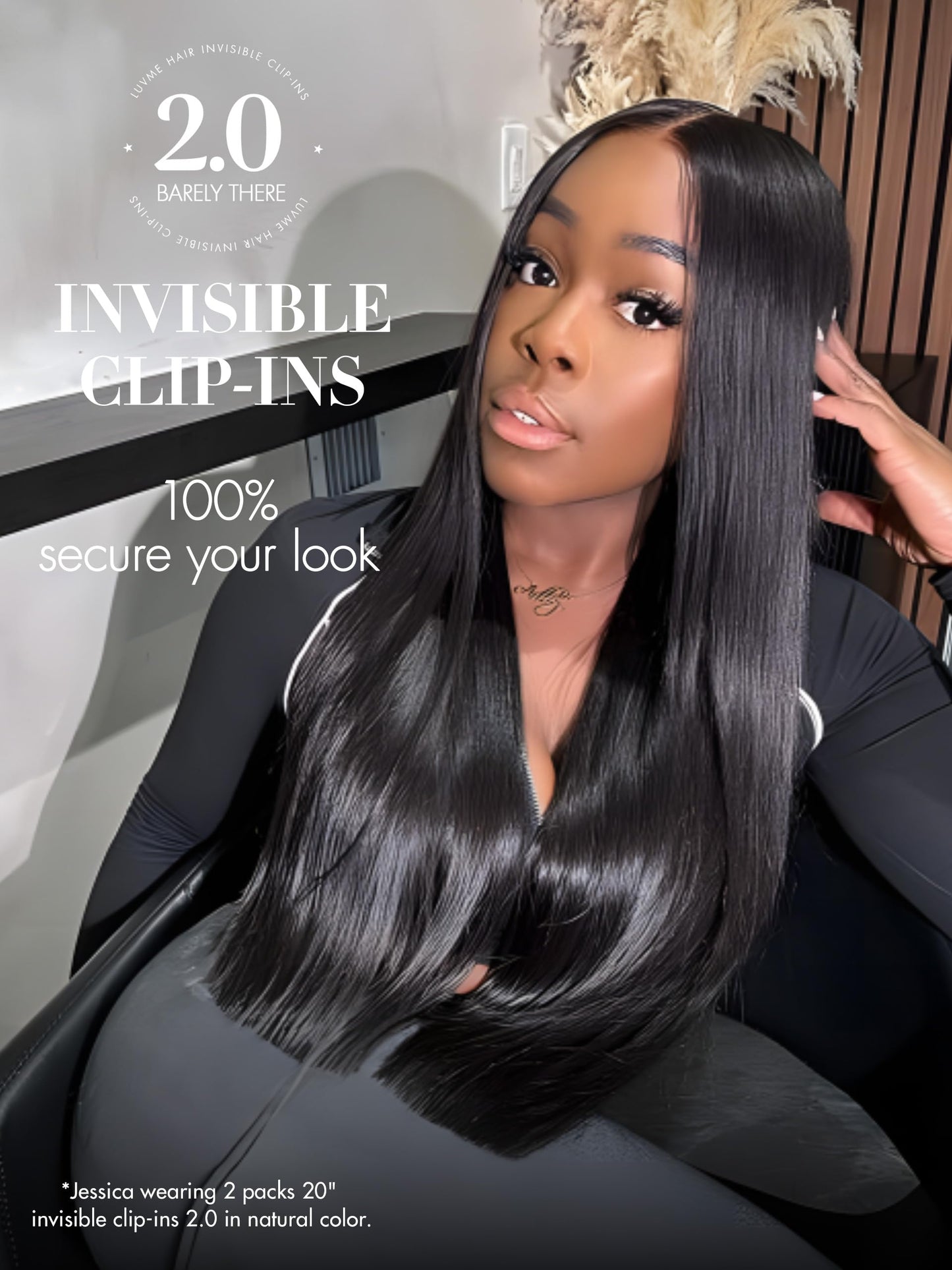 LUVME Invisible Clip in Hair Extensions Real Human Hair, Remy Human Hair Extensions Clip ins for Women, Natural Human Hair, 16 inch 110g 7Pcs, Natural Black